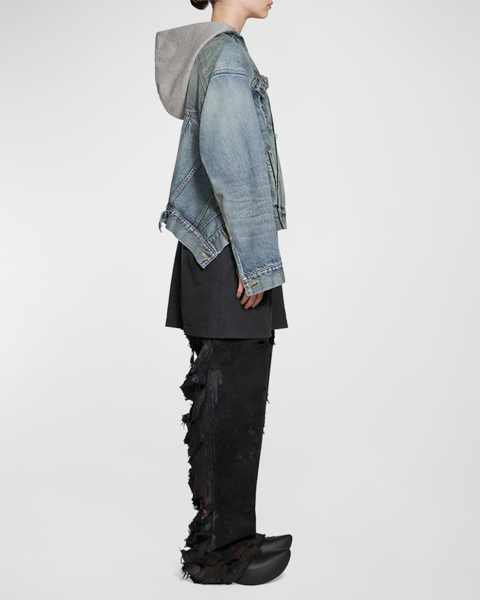 ブルゾン BALENCIAGA LACE-UP DENIM JACKET Lace-up denim jacket in grey - Balenciaga | Mytheresa