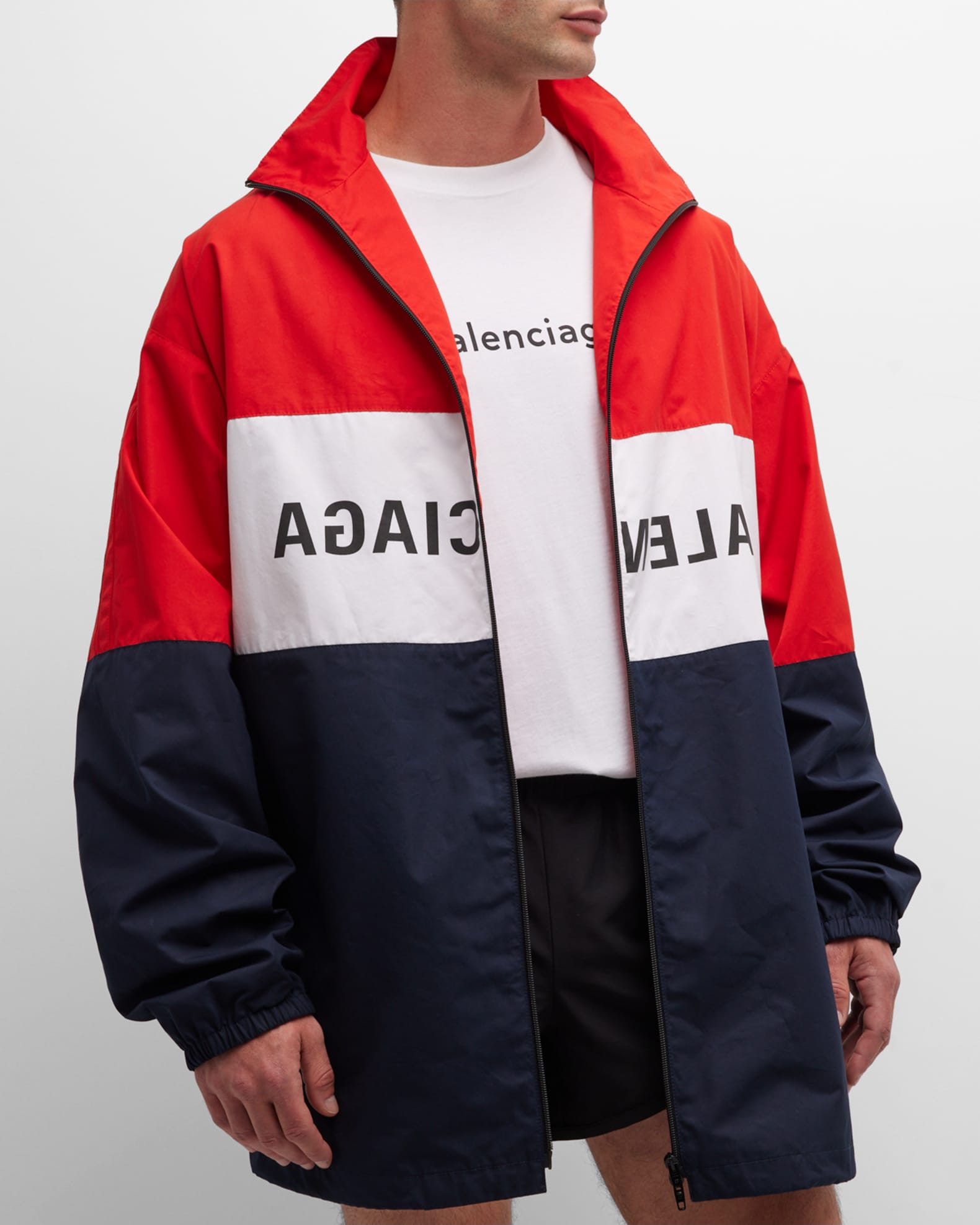 Men's Mirror Balenciaga Logo Zip Up Jacket