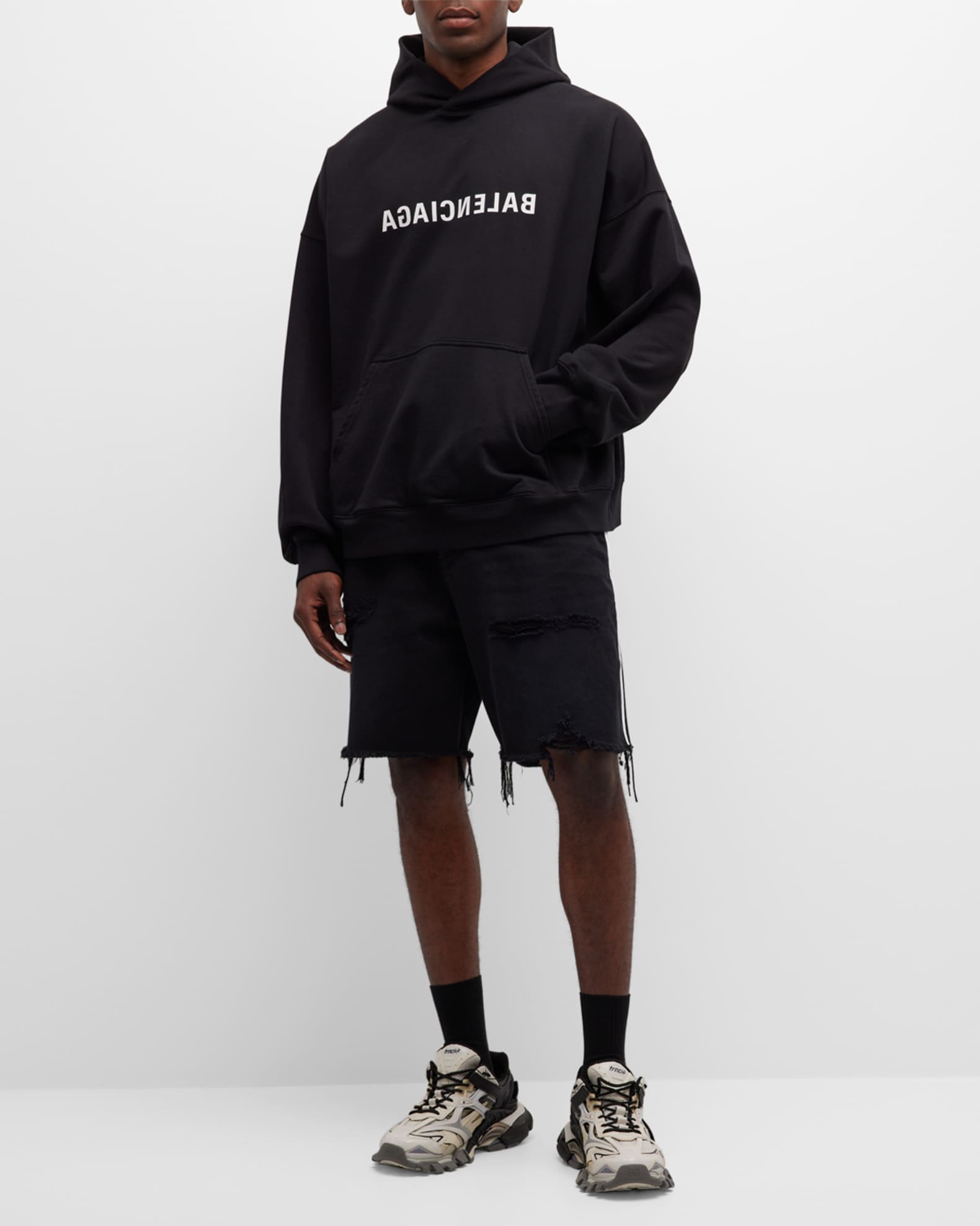 Black balenciaga hoodie with pink writing top