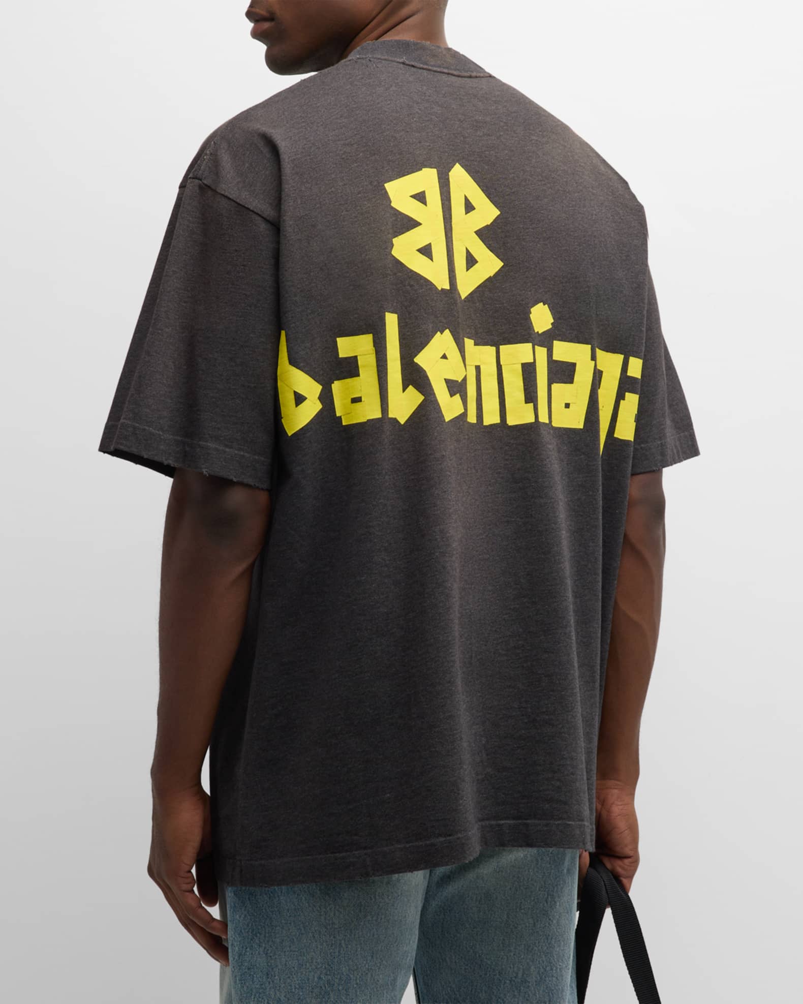 Balenciaga Men's Masking Tape Logo T-Shirt | Neiman Marcus