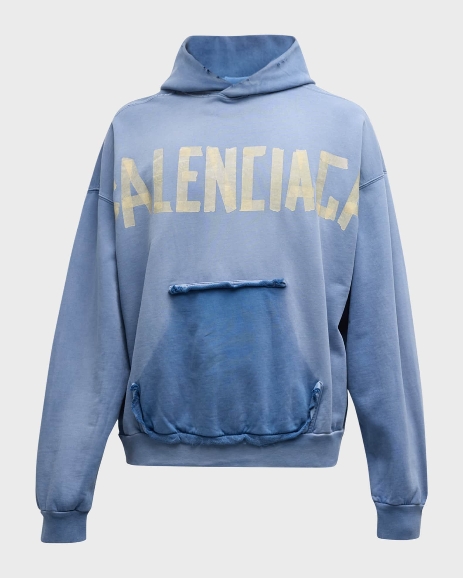 Balenciaga Men's Tape Type Ripped Pocket Hoodie Large Fit | Neiman 