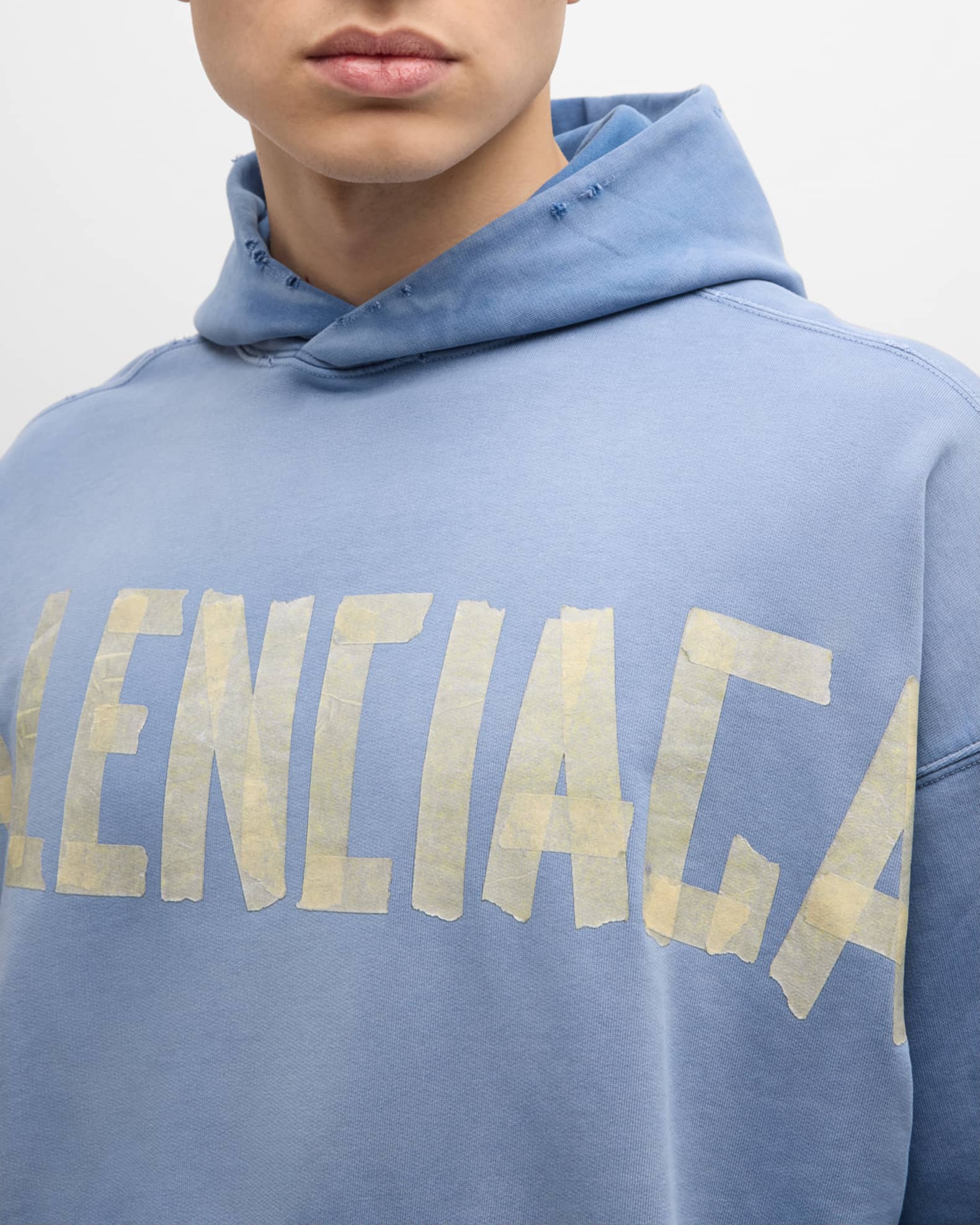 Balenciaga Men's Tape Type Ripped Pocket Hoodie Large Fit Balenciaga Men's Tape Type Ripped Pocket Hoodie Large Fit