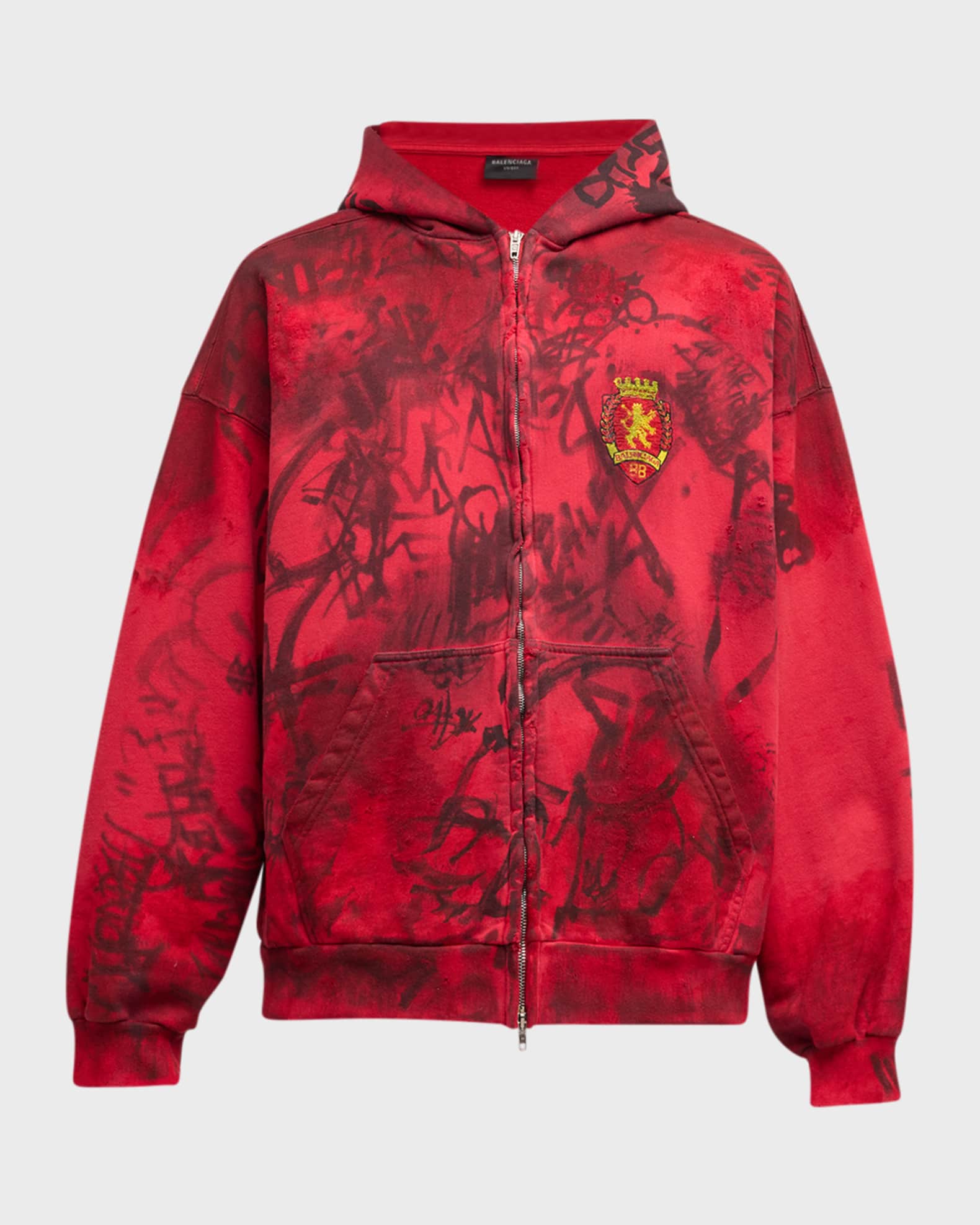 Balenciaga Men s Skater Zip Up Hoodie Medium Fit Neiman Marcus