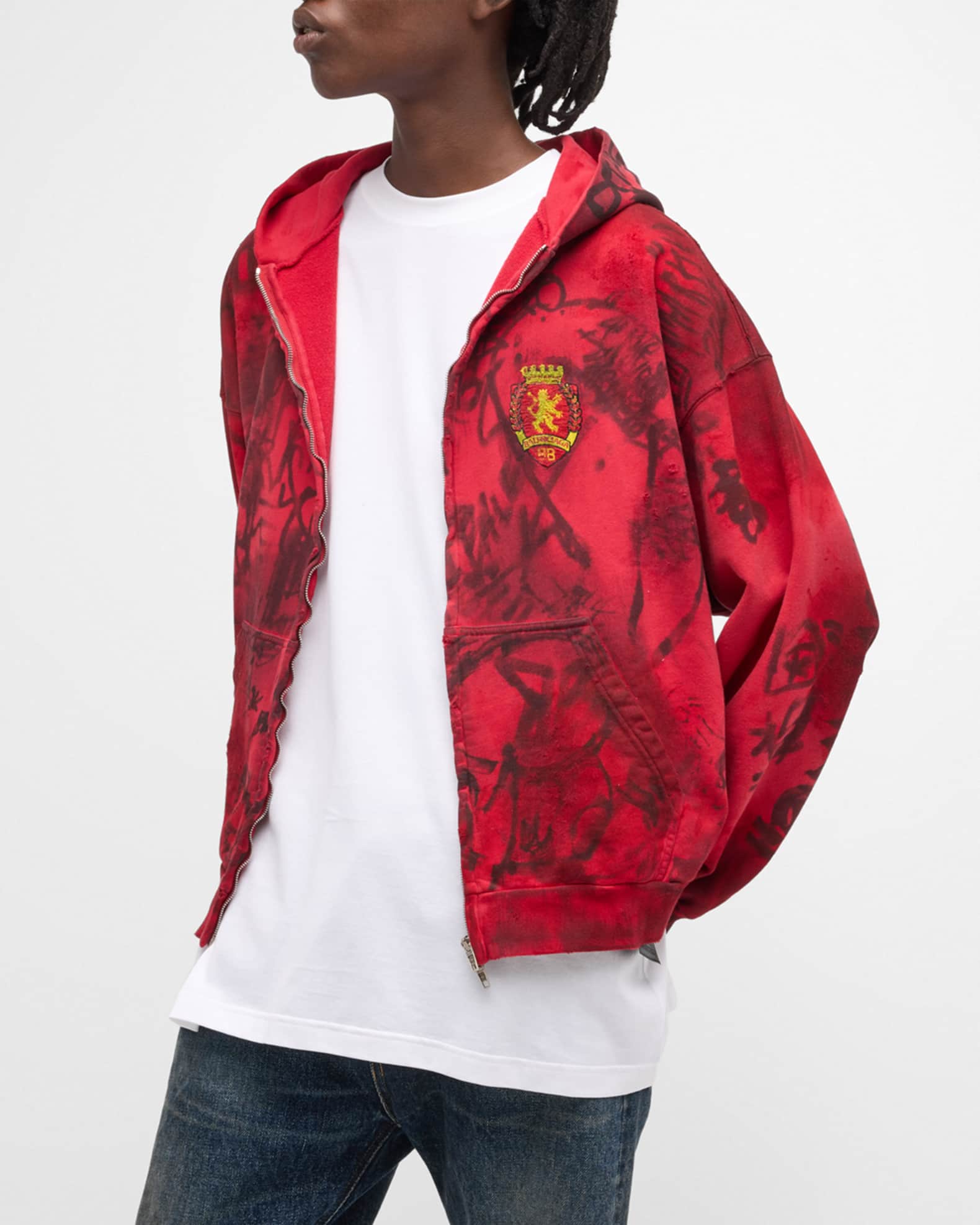 Balenciaga Men's Skater Zip Up Hoodie Medium Fit Neiman Marcus