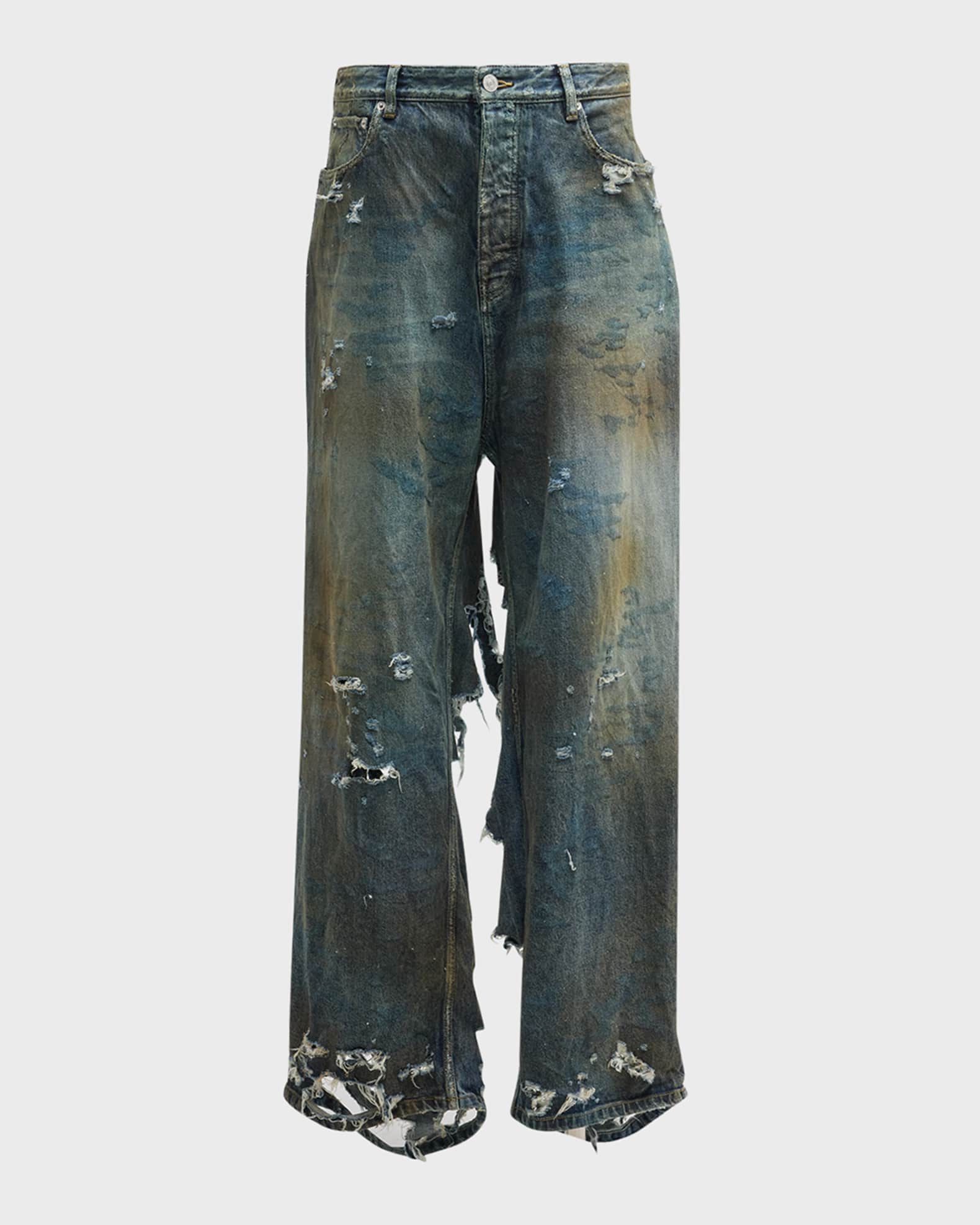 Balenciaga Men's Super Destroyed Baggy Pants | Neiman Marcus