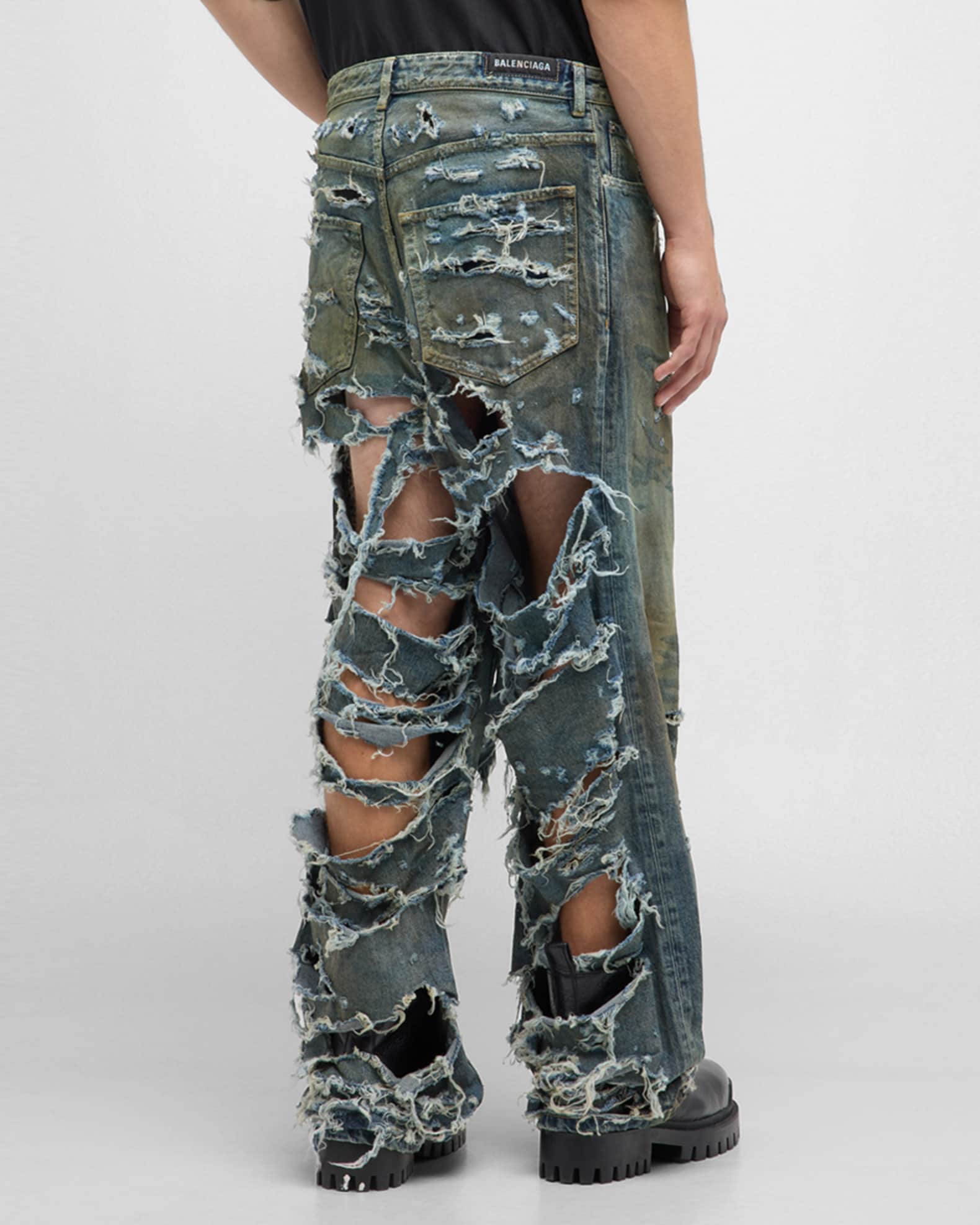 Balenciaga Men's Super Destroyed Baggy Pants | Neiman Marcus