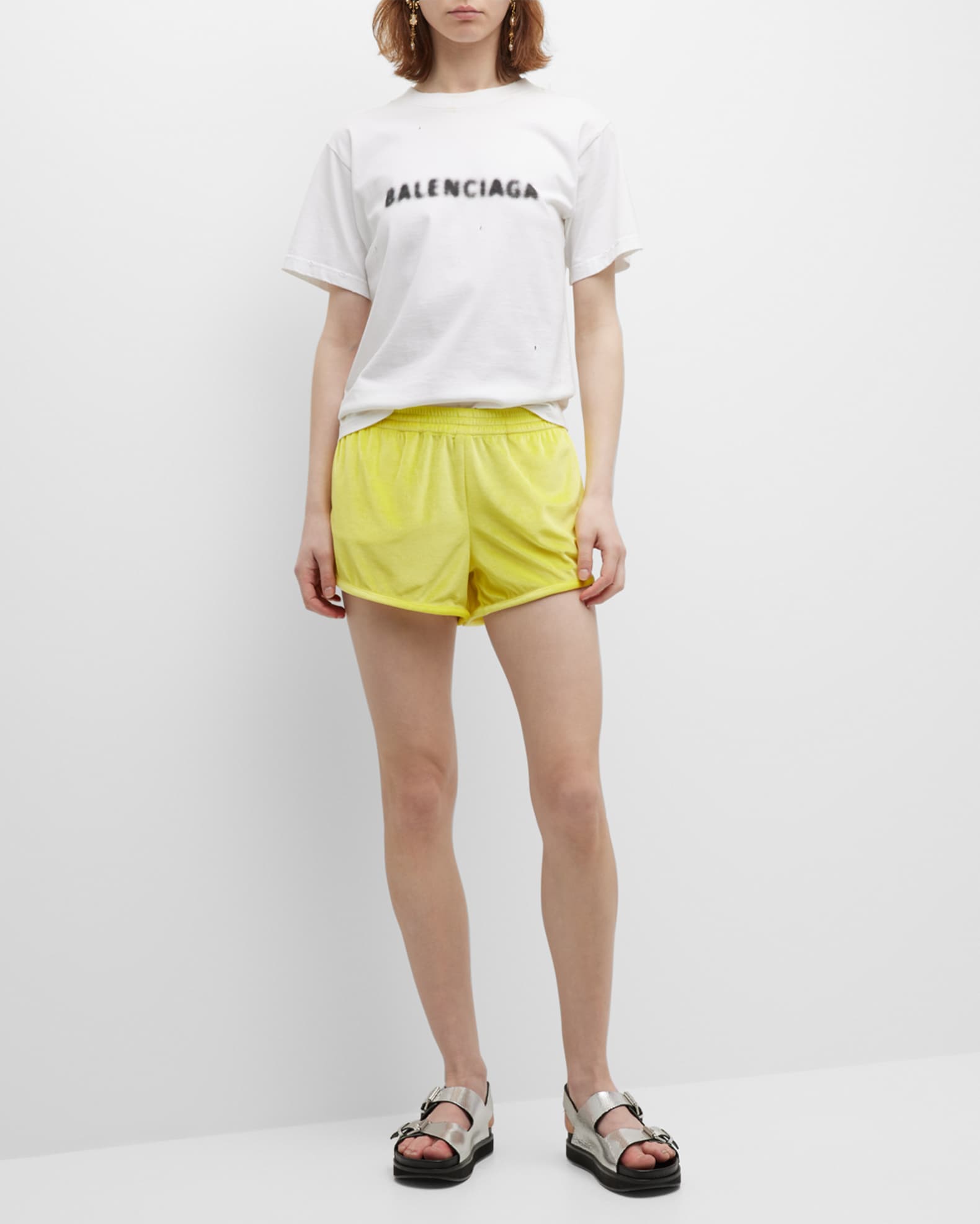Balenciaga Men's Solid Velvet Shorts Neiman Marcus