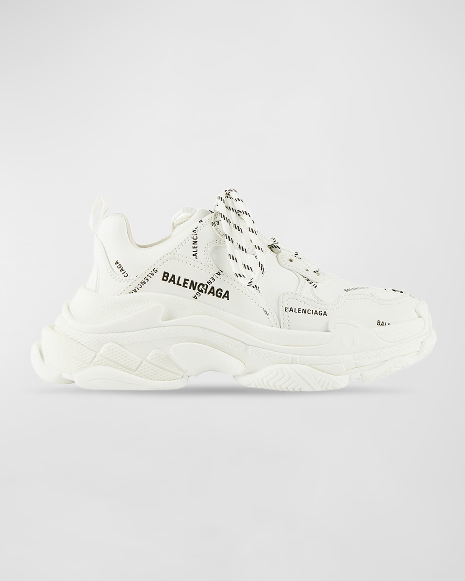 Balenciaga Womens White Triple S Suede and Mesh Trainers 9