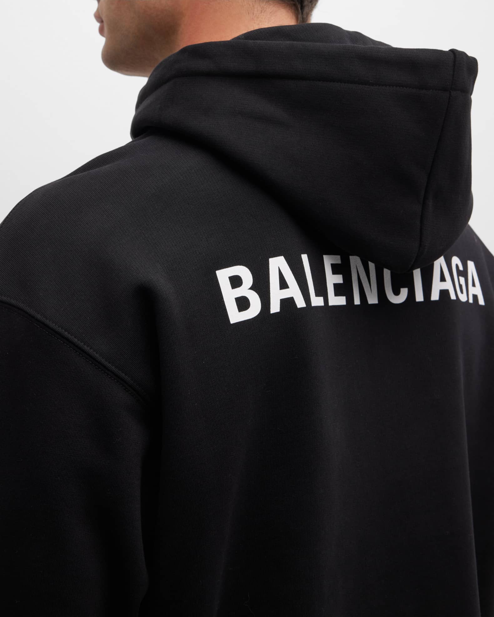 balenciaga logo cotton terry hoodie