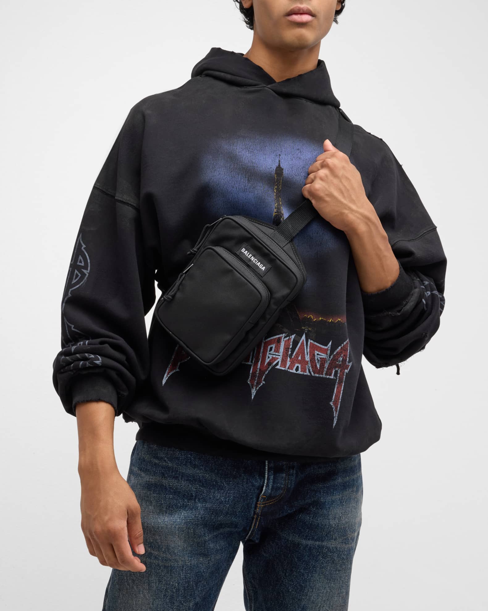 Balenciaga Men's Explorer Crossbody Messenger Bag | Neiman