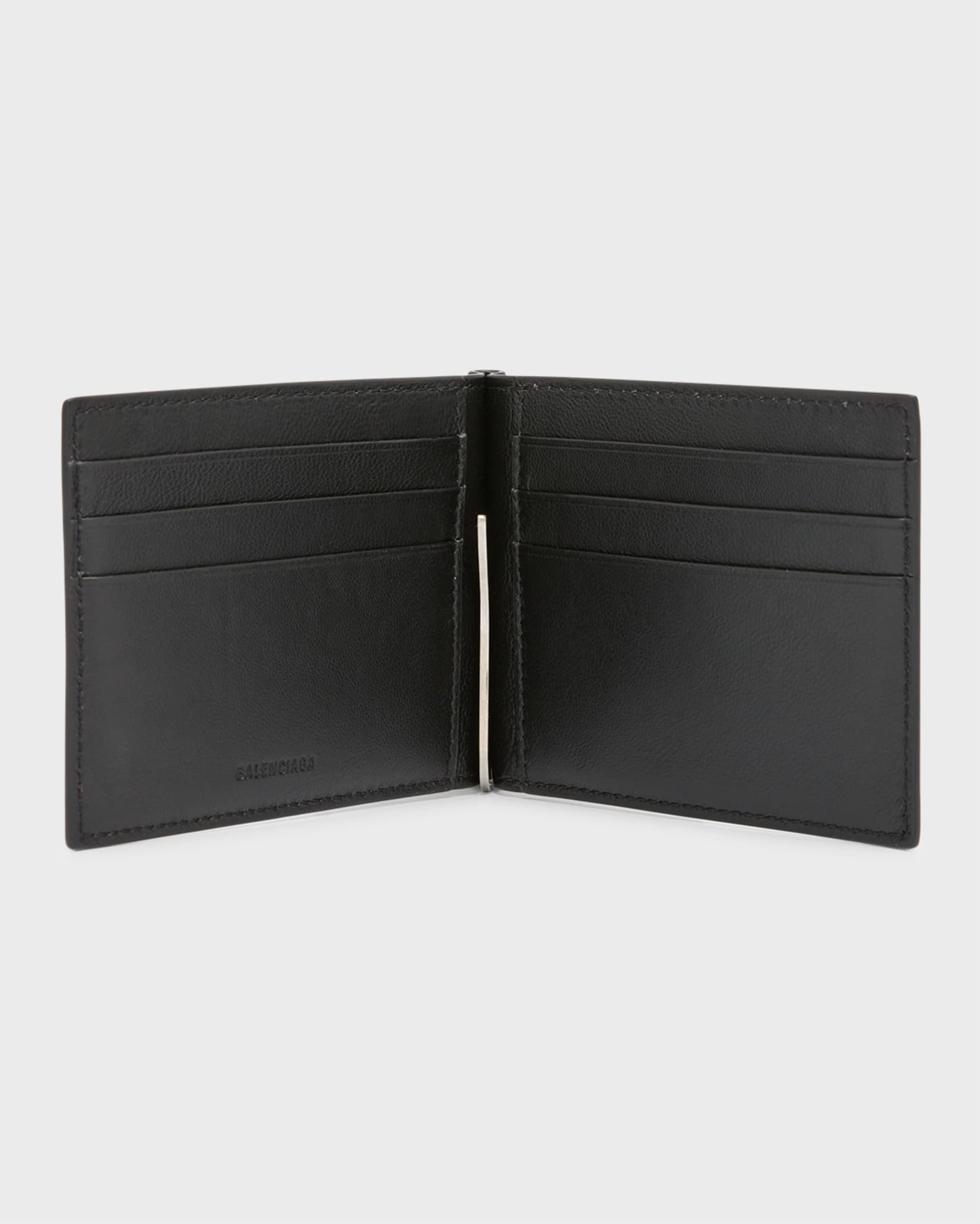 BALENCIAGA Logo-Print Cross-Grain Leather Billfold Wallet