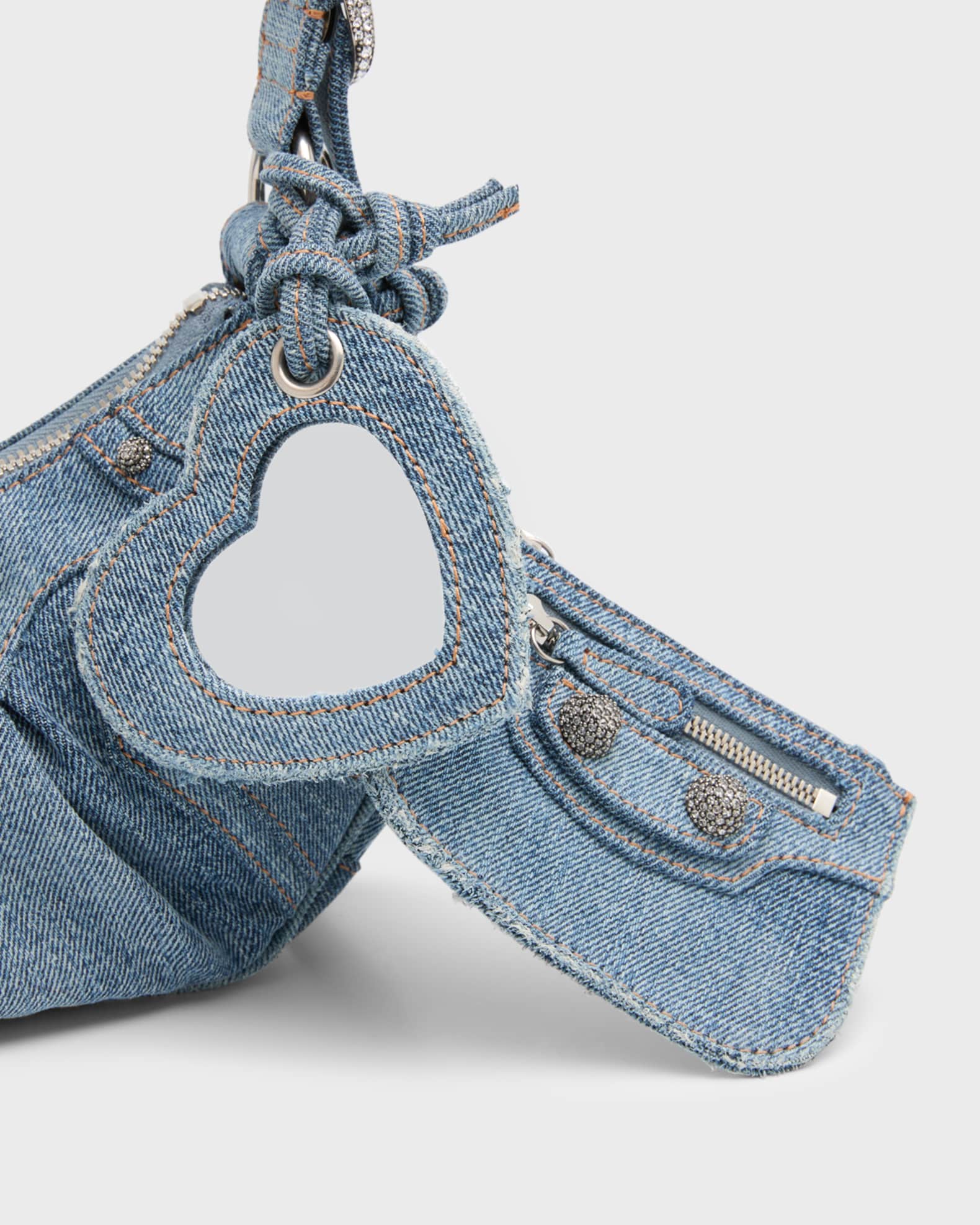 トートバッグ BALENCIAGA Embellished Denim Le Cagole Xs Shoulder Bag Balenciaga Le Cagole XS Shoulder Bag In Denim | Neiman Marcus
