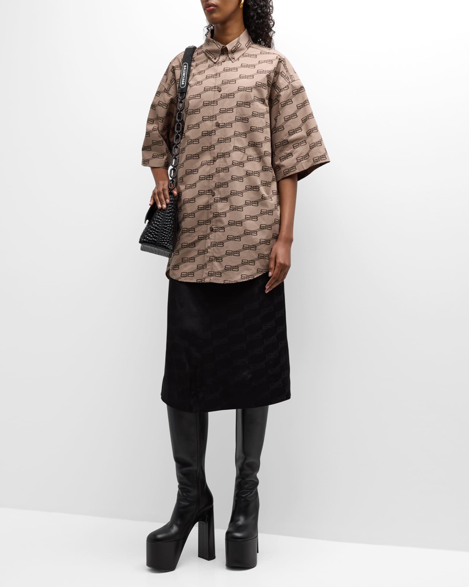 Balenciaga Bb Monogram Shirt Dress