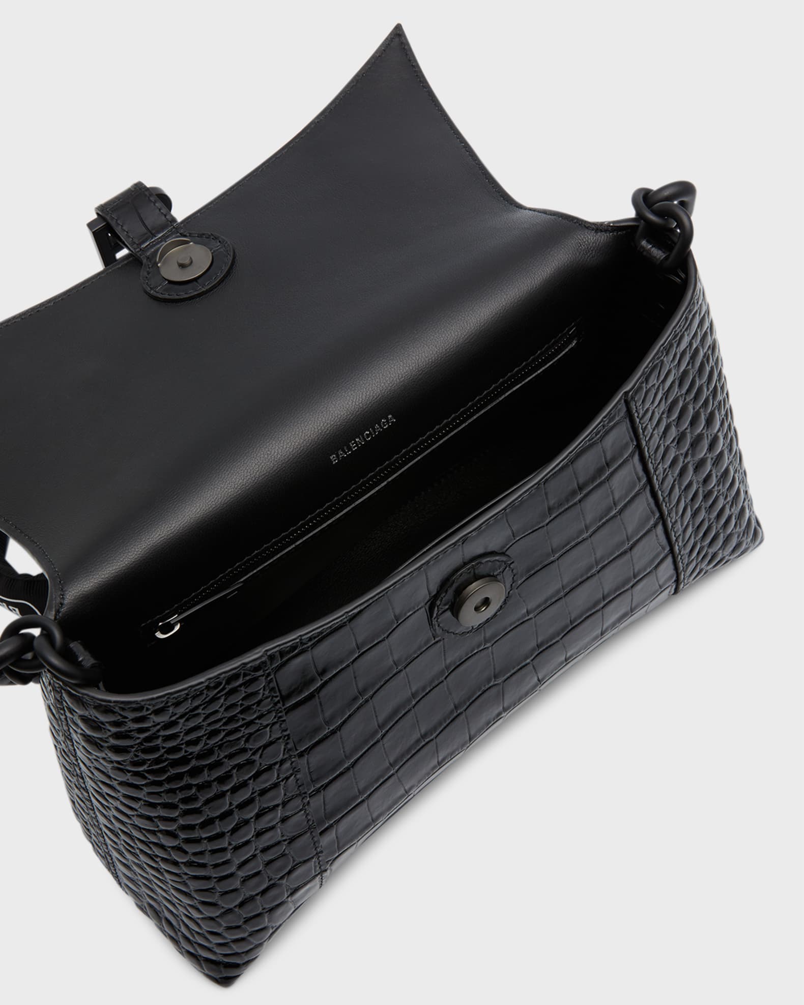 Balenciaga Downtown Small Shoulder Bag With Chain Crocodile