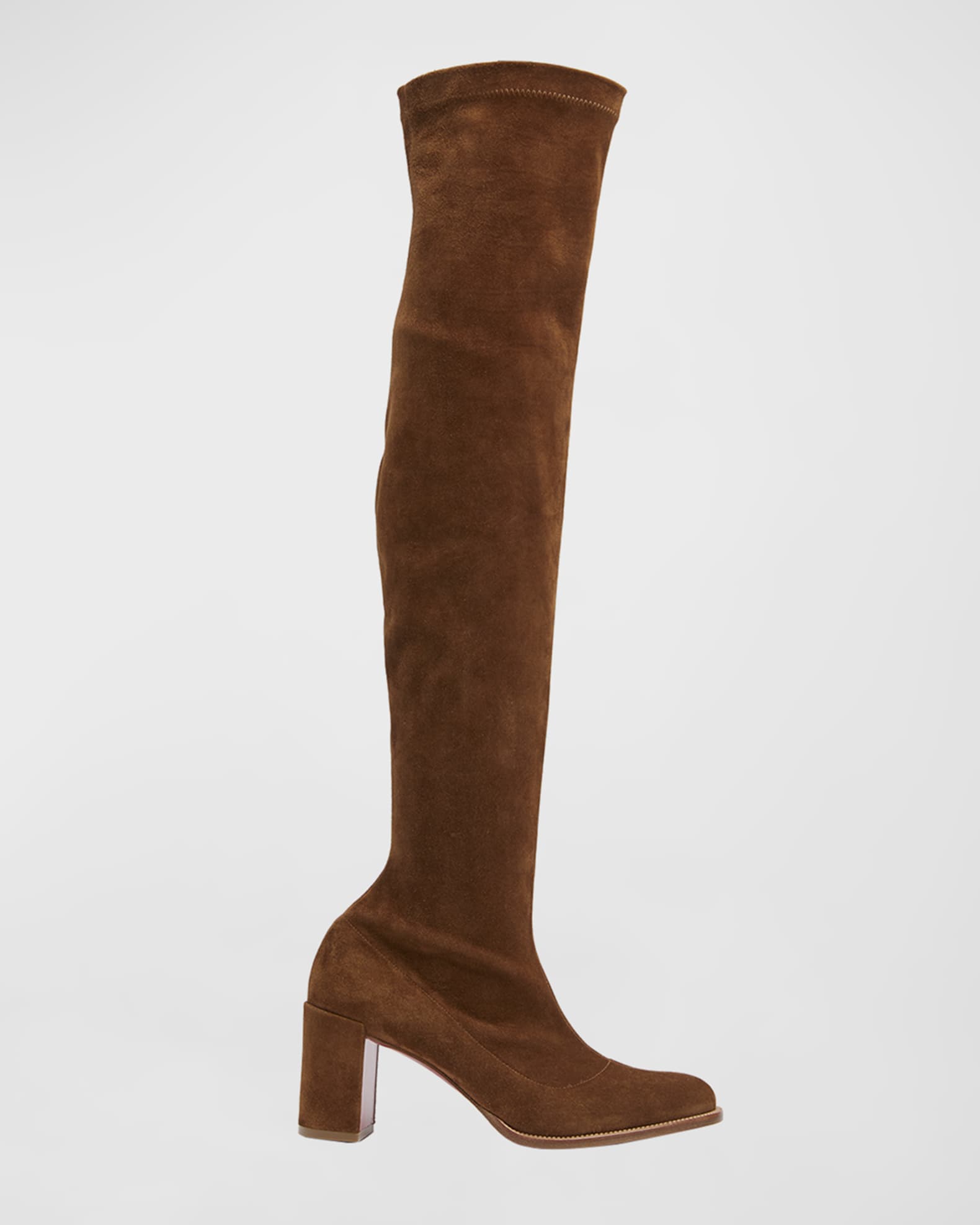 Adoxa Stretch Suede Red Sole Over The Knee Boots