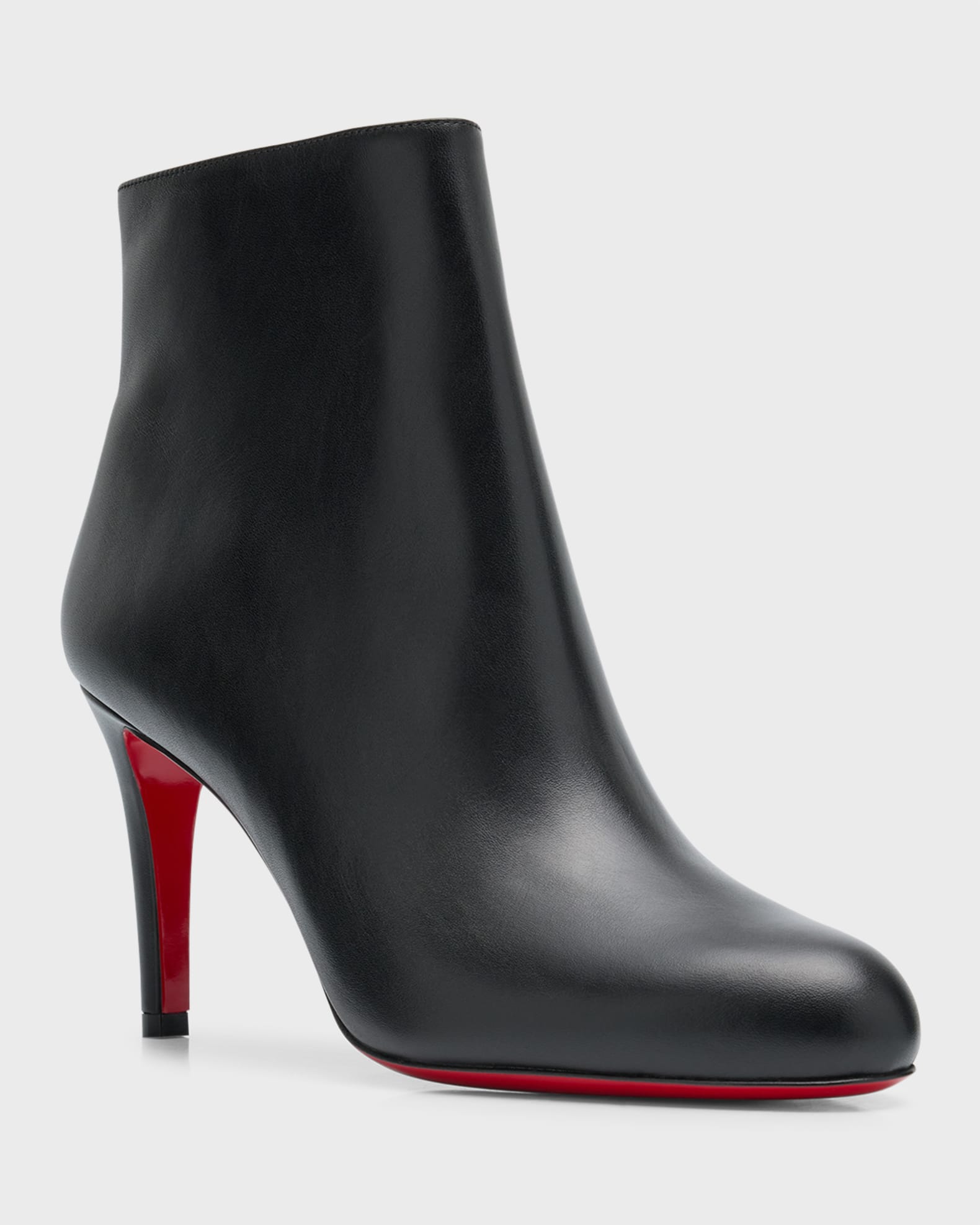 Christian Louboutin Pumppie Red Sole Leather Ankle Boots Black