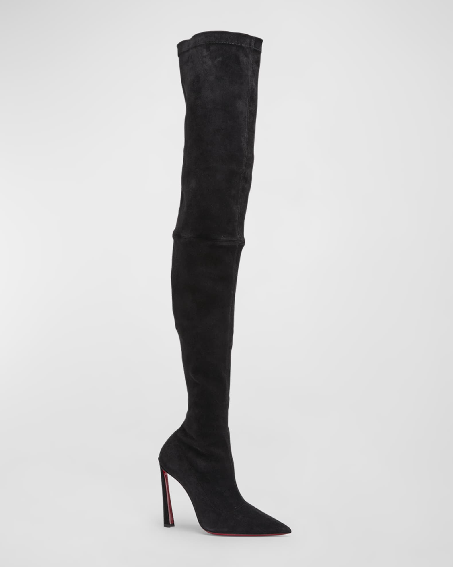 Christian Louboutin Condora Botta Alta Red Sole Suede Knee Length Boots Neiman Marcus