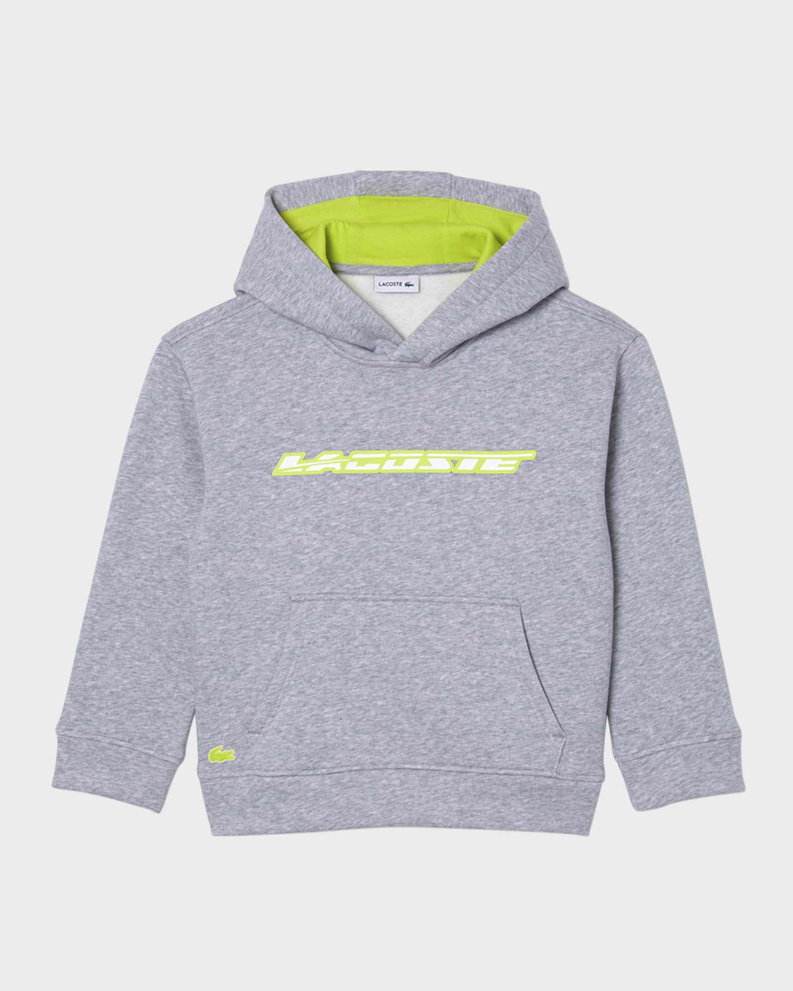 Lacoste Boy s Contrast logo print Hoodie Silver