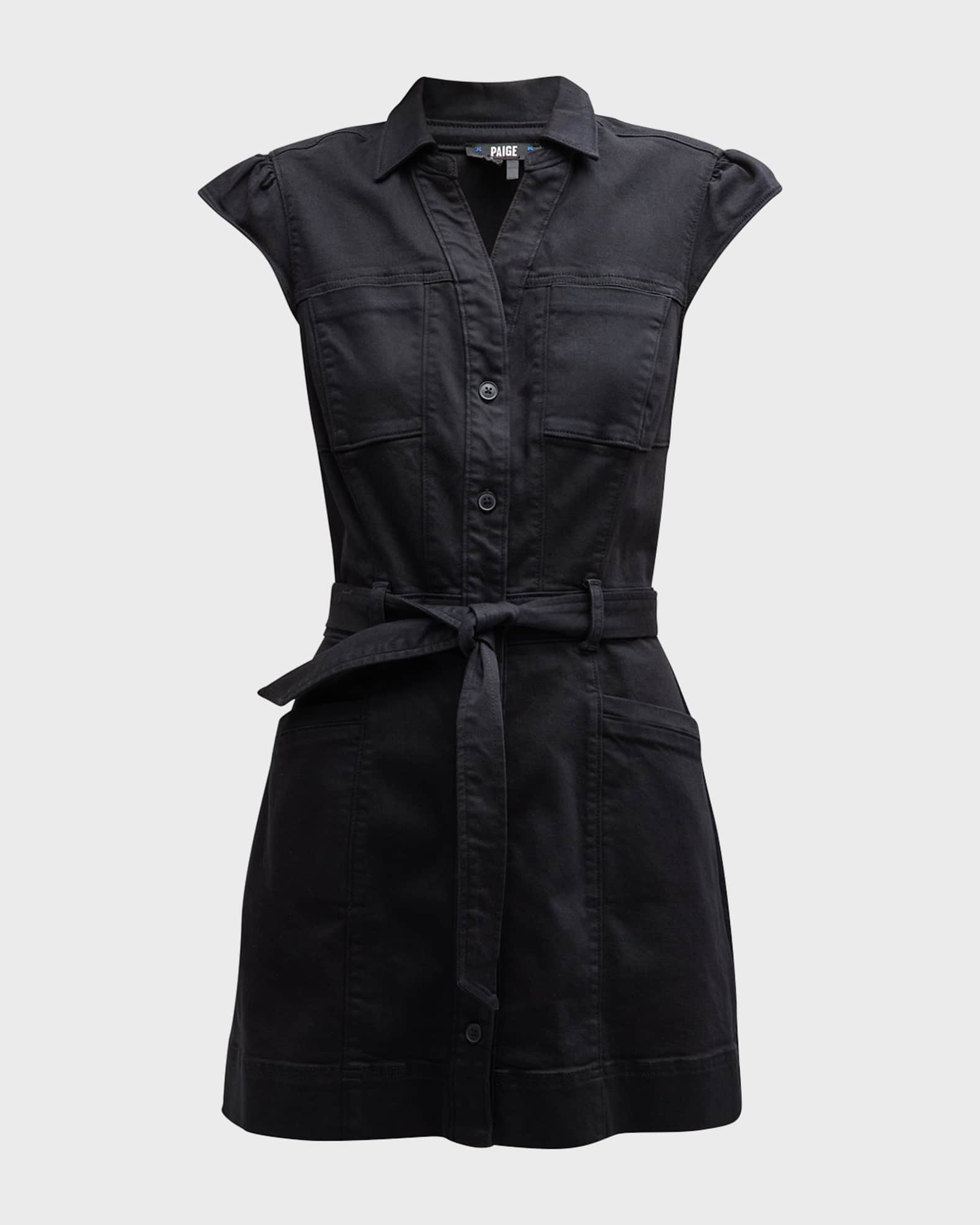 PAIGE Jaxsyn Belted Mini Shirtdress | Neiman Marcus