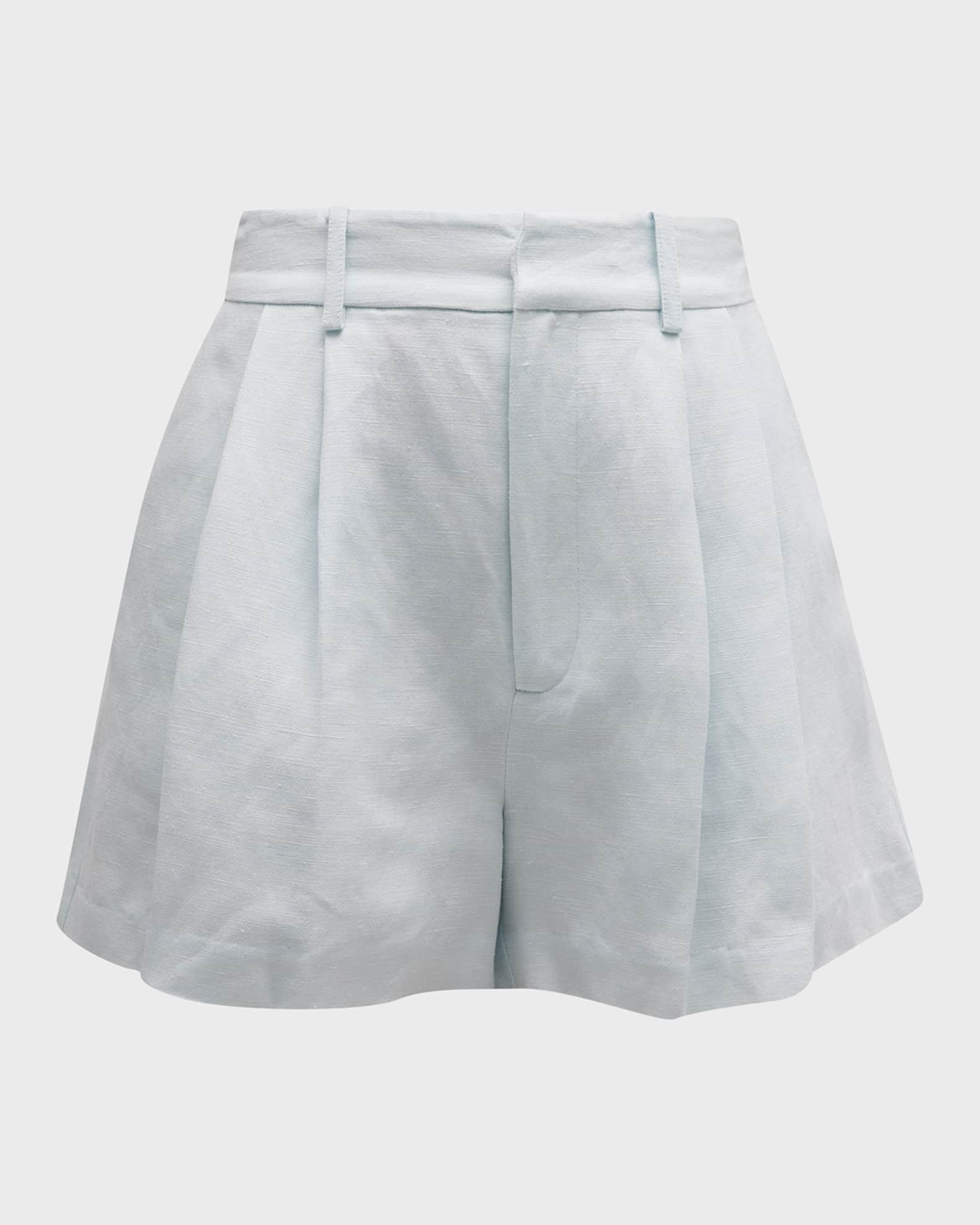 PAIGE Andie Pleated Linen Shorts Neiman Marcus
