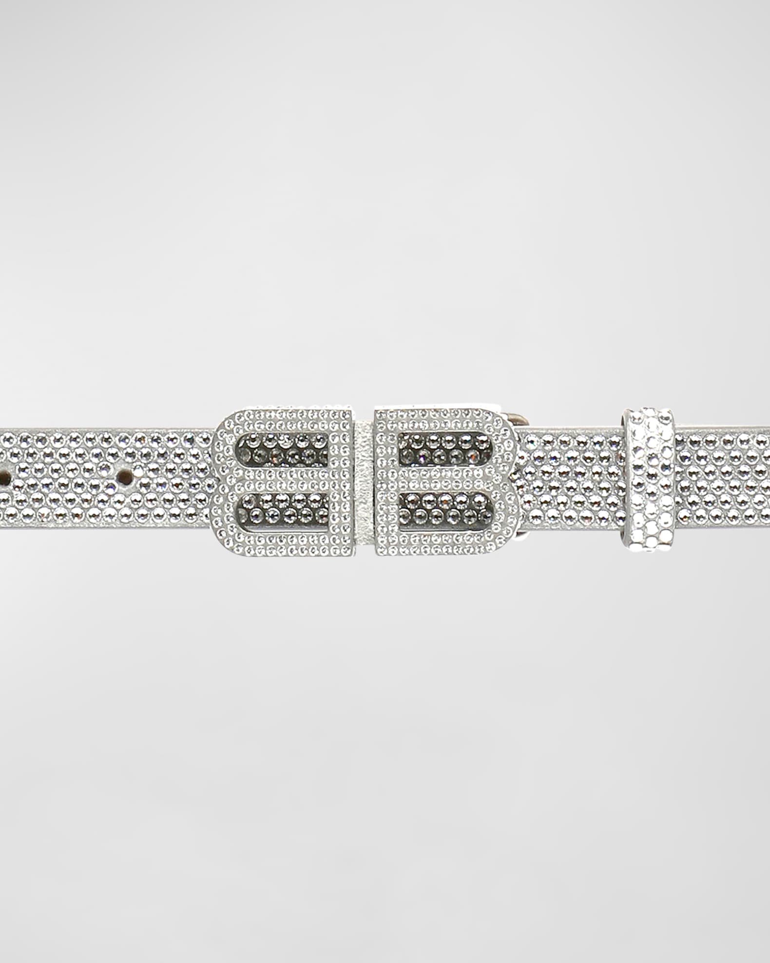 Balenciaga BB Hourglass Thin Belt With Rhinestones Neiman Marcus