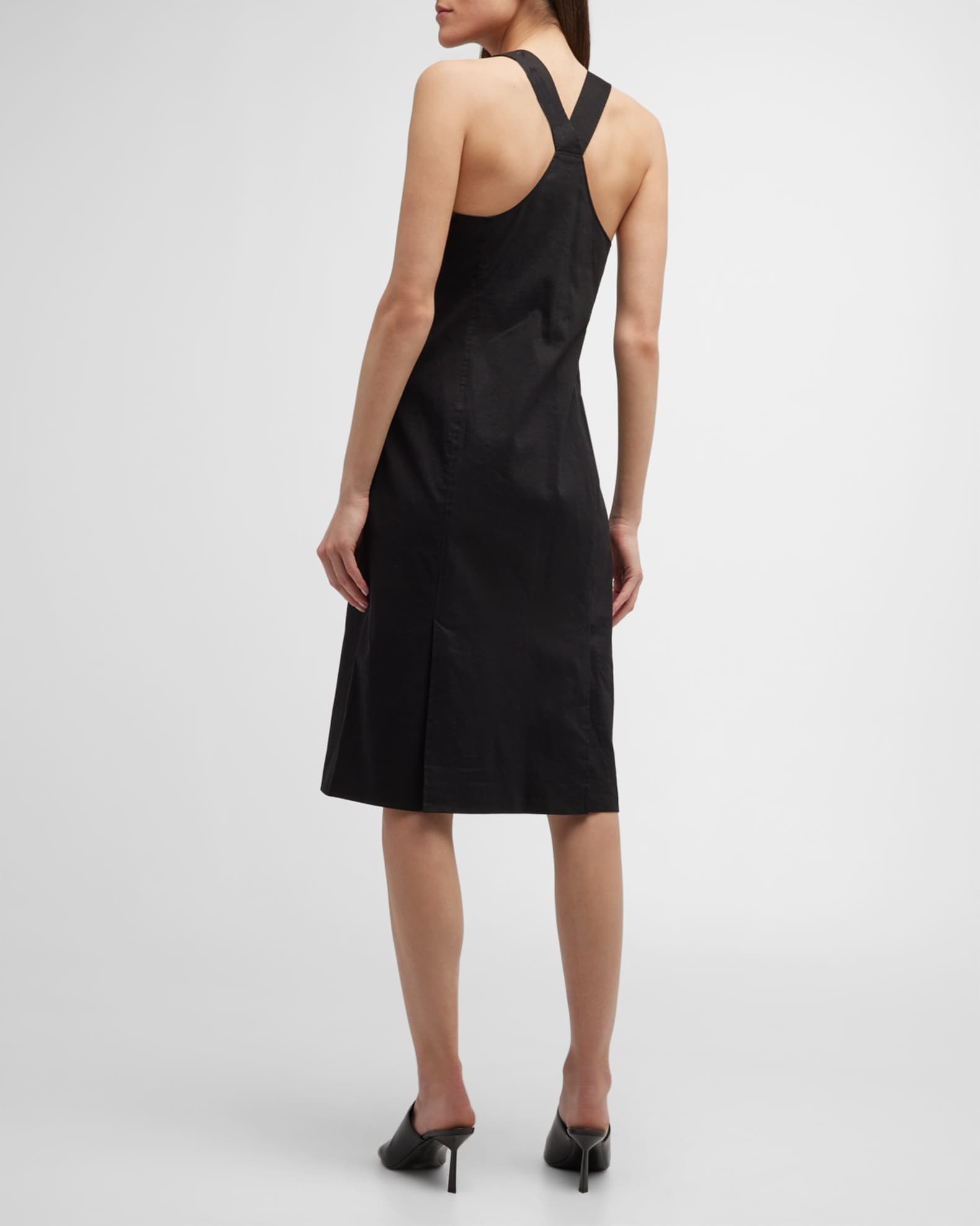 Theory Eco Crunch Cross-Back Sleeveless Midi Dress | Neiman Marcus