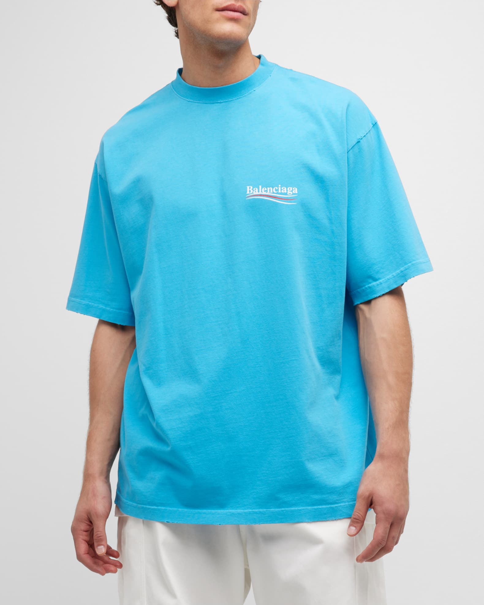 Balenciaga Men's Political Campaign T Shirt Large Fit | Neiman Marcus