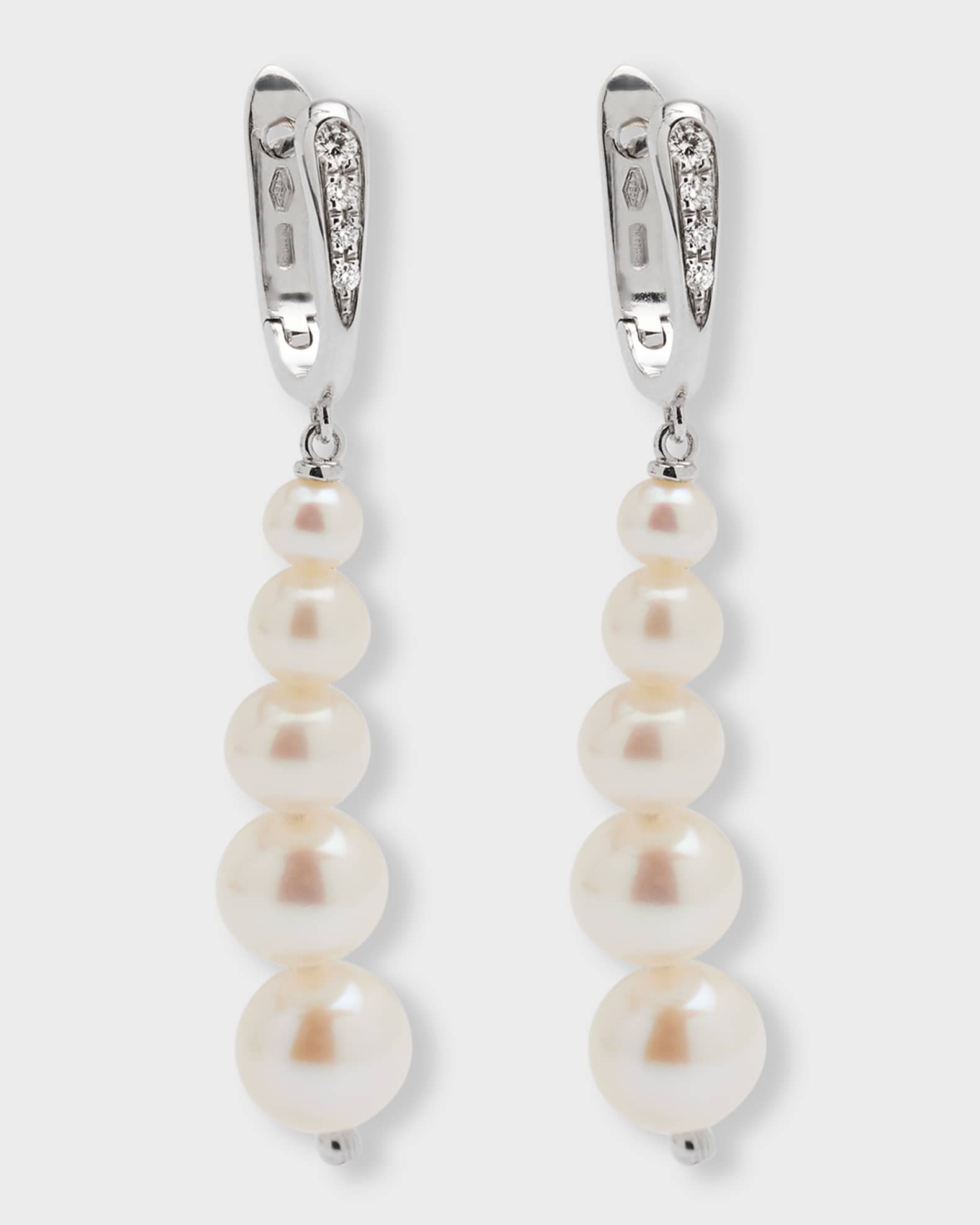 Graduated Pearl & Diamond Clip-On Earrings 0