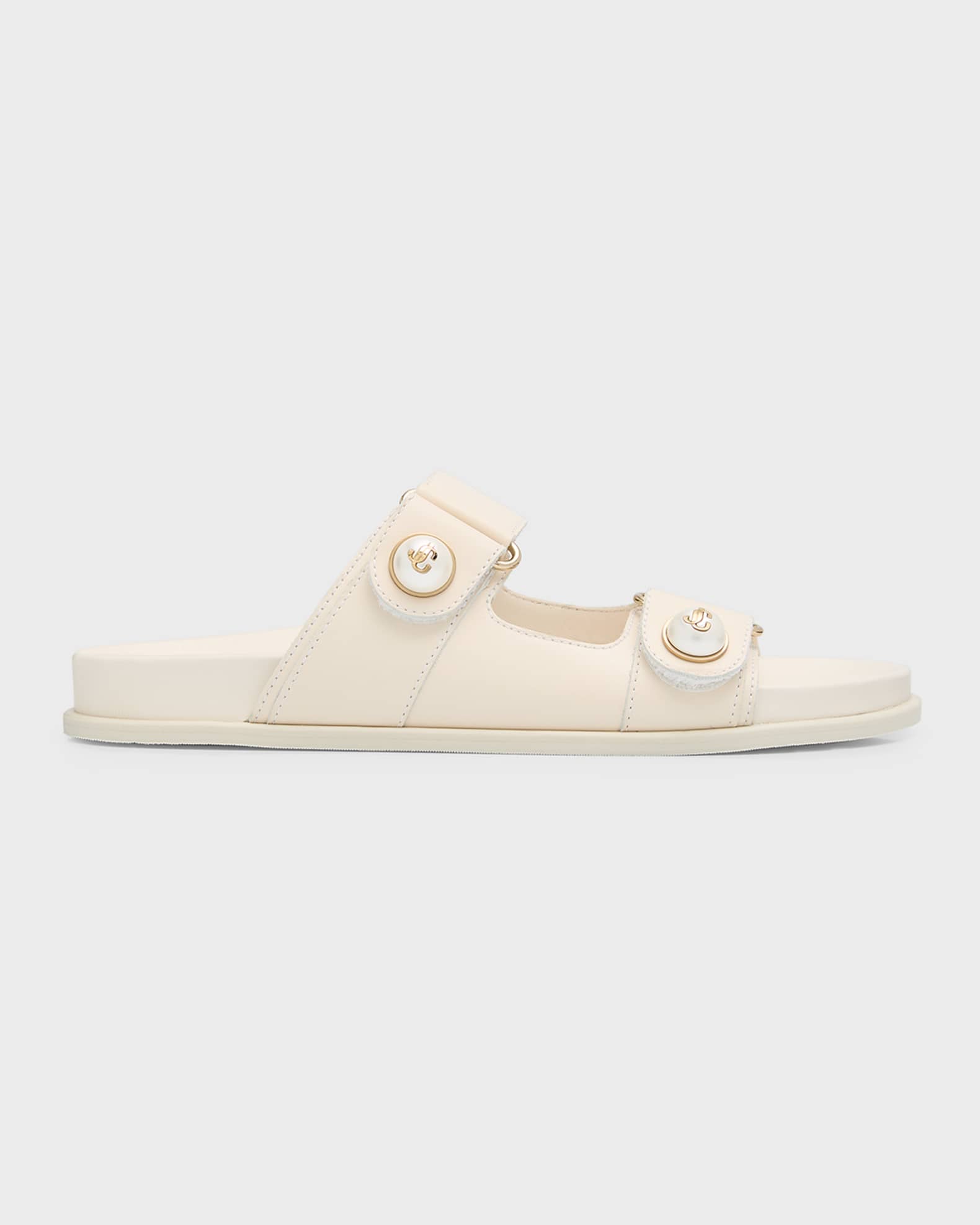 Fayence Pearly-Button Slide Sandals 0