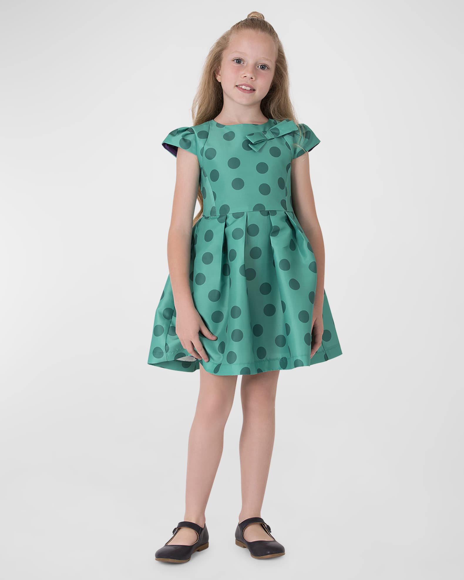 Mama Luma Girl's Polka Dot Bow Dress, Size 3T-10 | Neiman Marcus