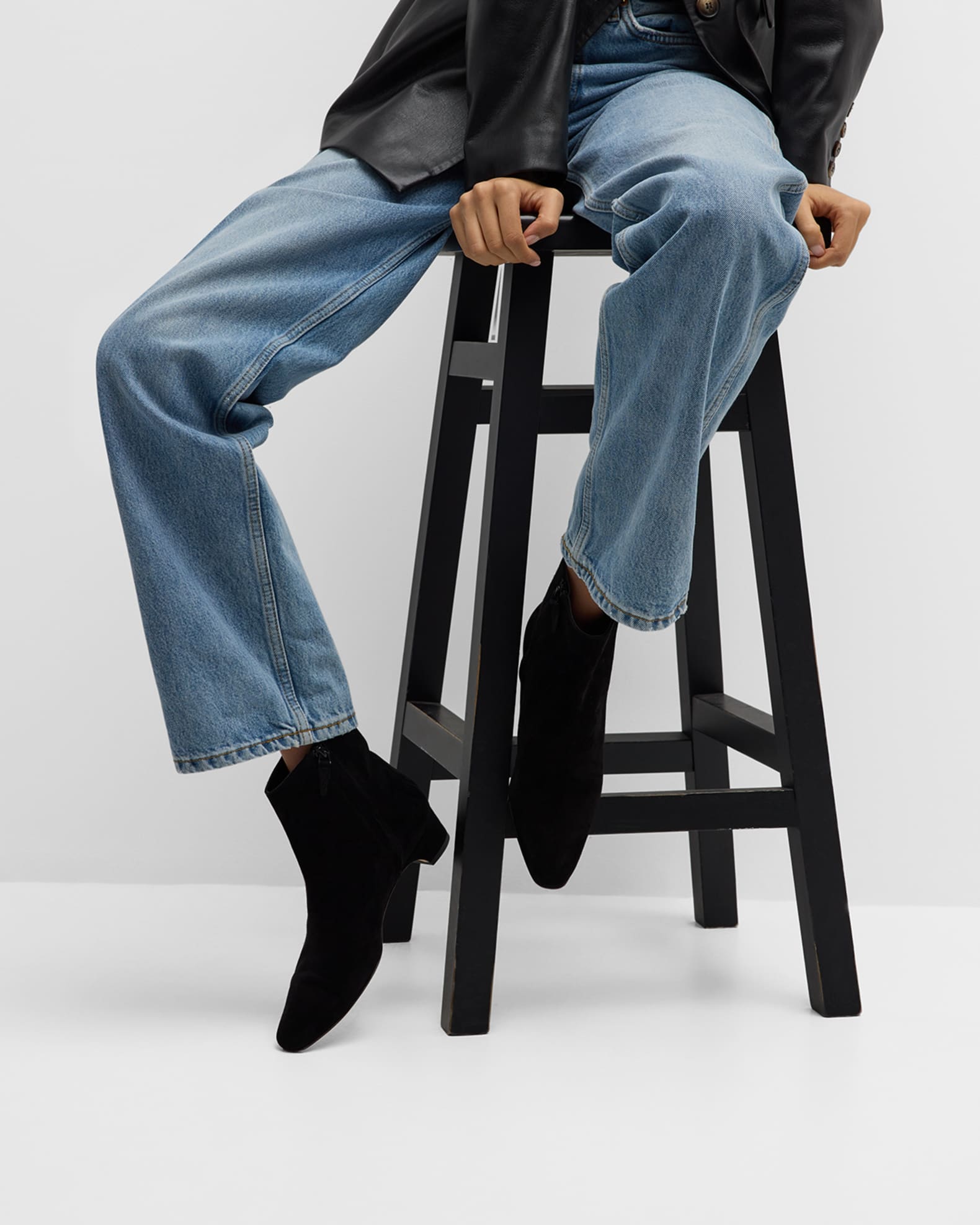 Manolo Blahnik Tolarc Suede Zip Ankle Booties | Neiman Marcus