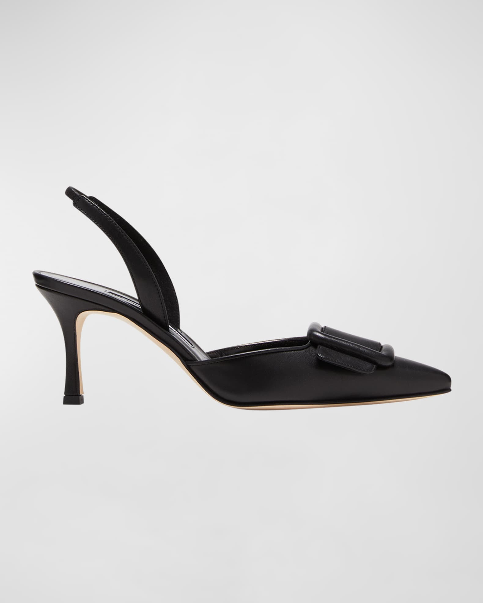 Manolo Blahnik Maysli Leather Buckle Halter Pumps | Neiman