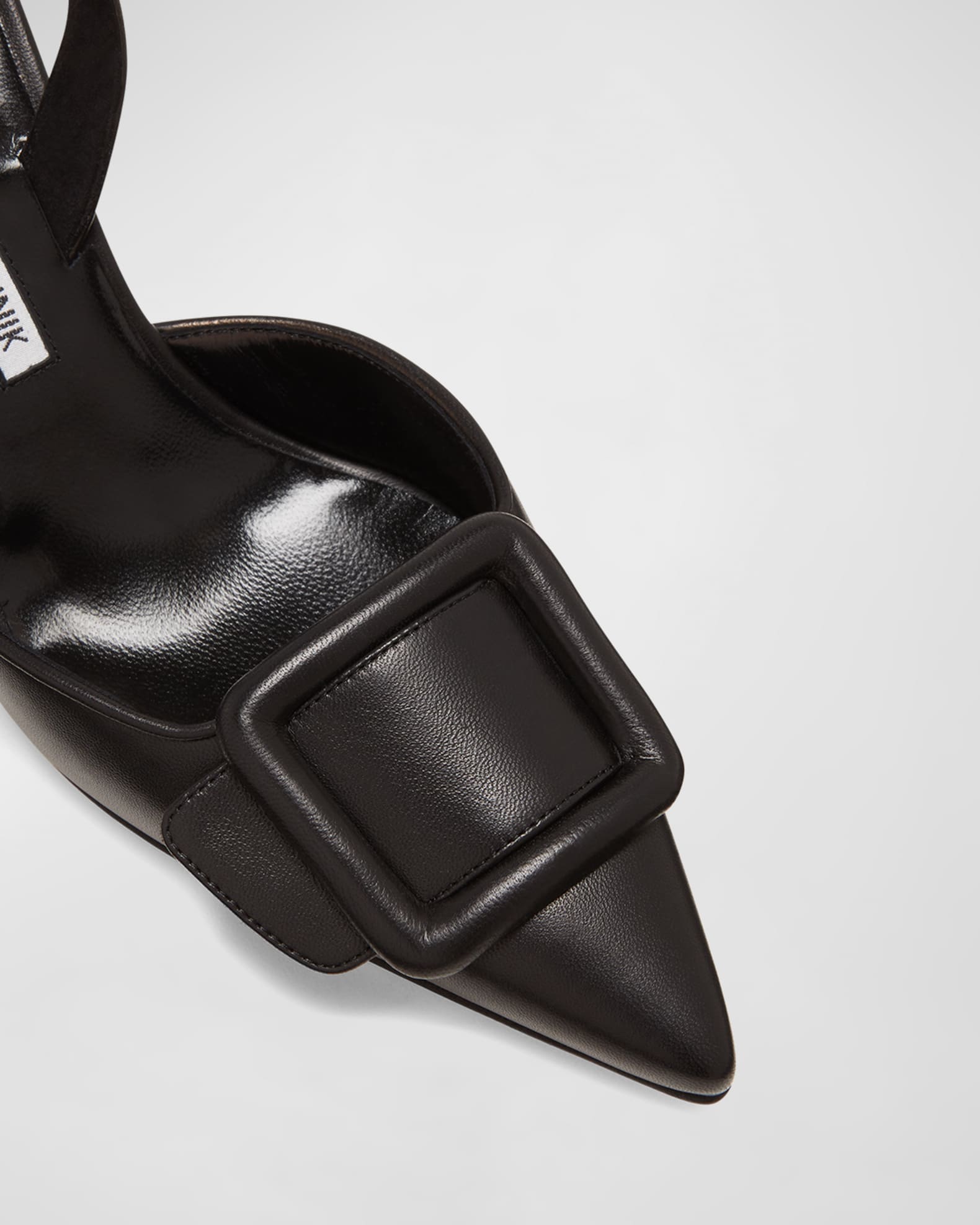 Manolo Blahnik Maysli Leather Buckle Halter Pumps | Neiman