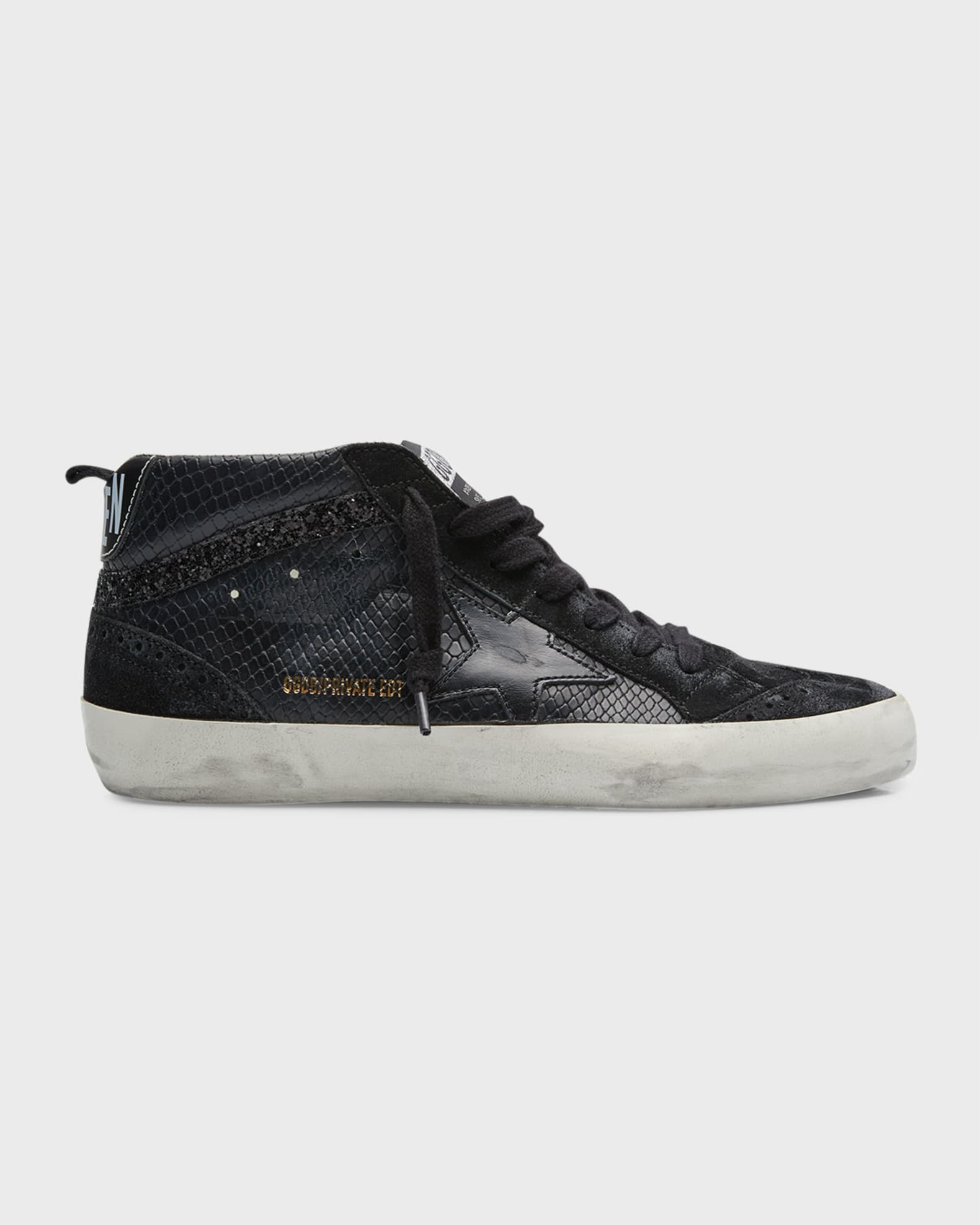 Mid Star Wing-Tip Snake-Embossed Faux-Leather Sneakers 0
