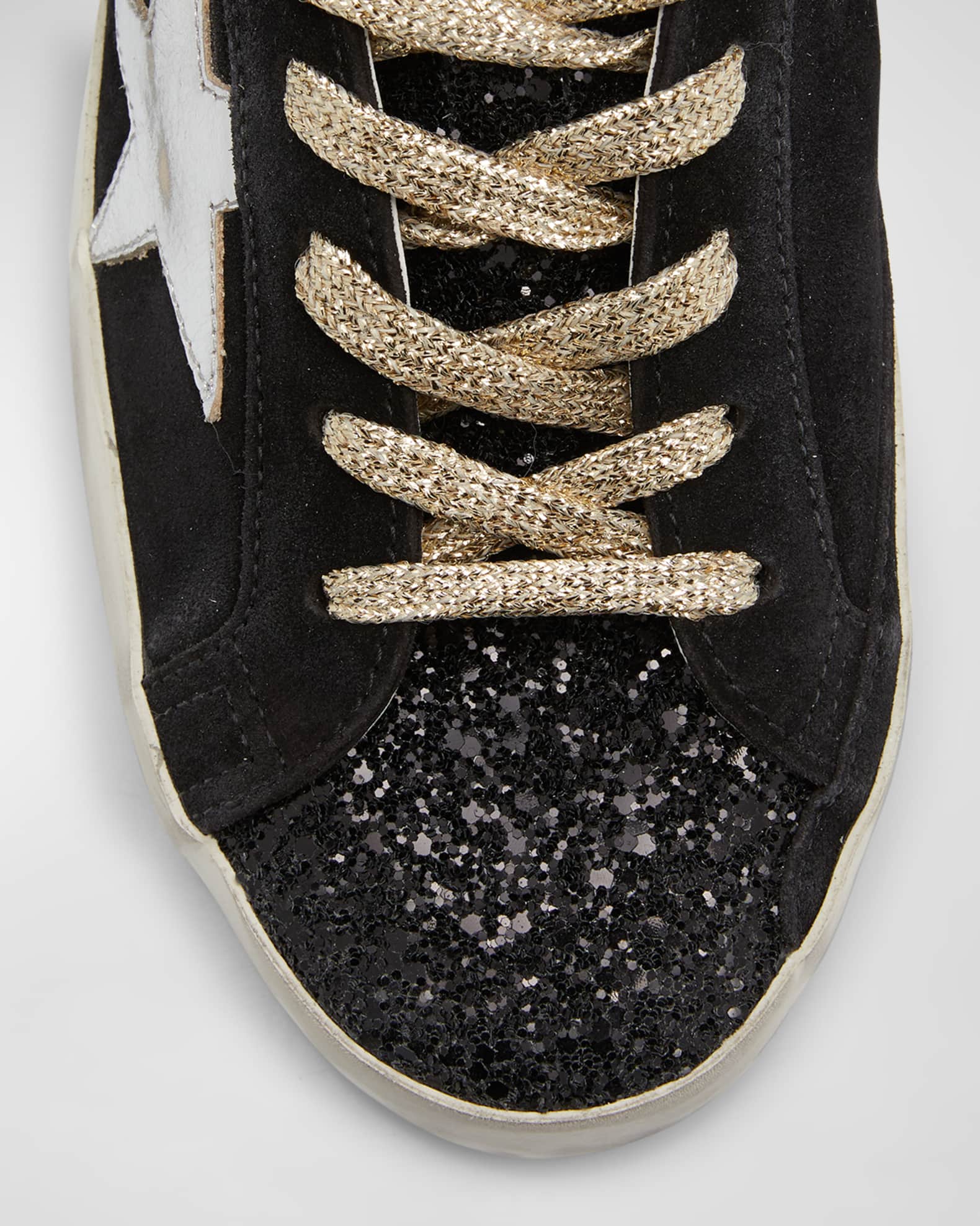 Golden Goose Super Star Glitter Faux-Leather Low-Top Sneakers | Neiman ...