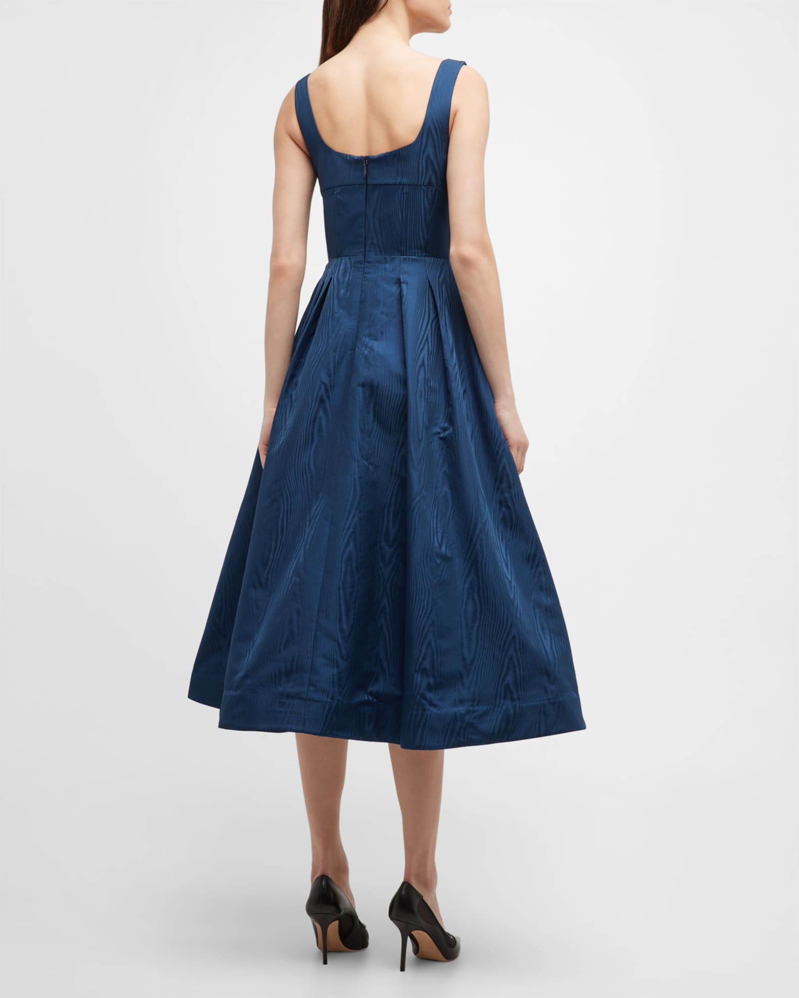 REBECCA VALLANCE Oceane Pleated Fit-&-Flare Midi Dress | Neiman Marcus