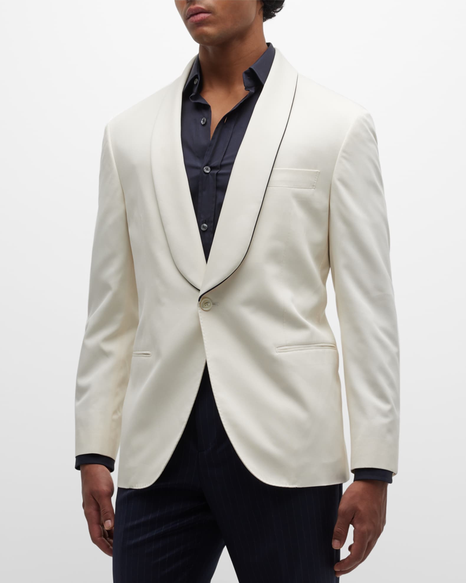 Single Button Black and White Lapel Shawl Lapel Dinner Jacket Blazer Sport Coat for Men Fashion Tuxedo For Men