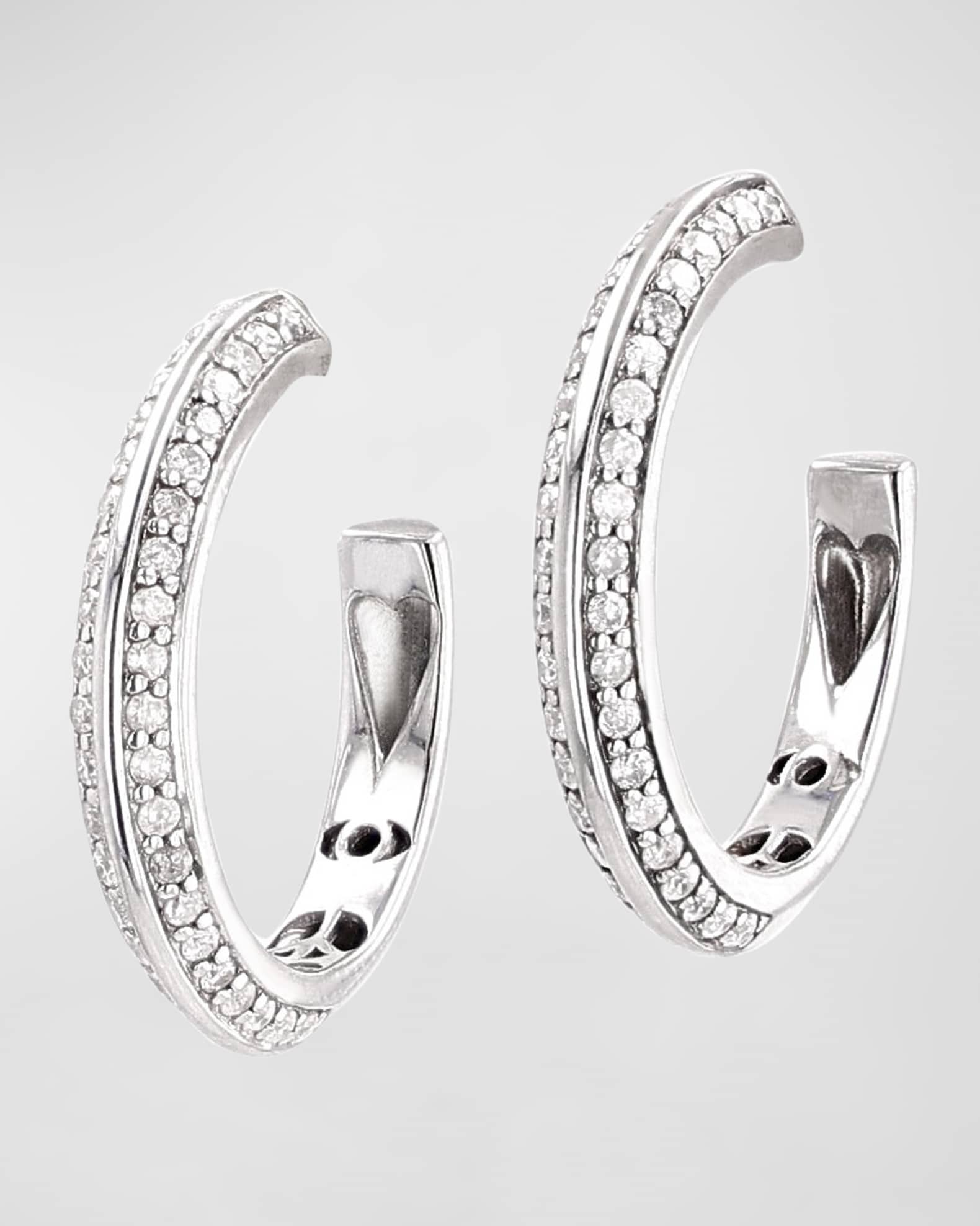Sheryl Lowe Sterling Silver Knife Hoop Diamond Earrings Neiman Marcus