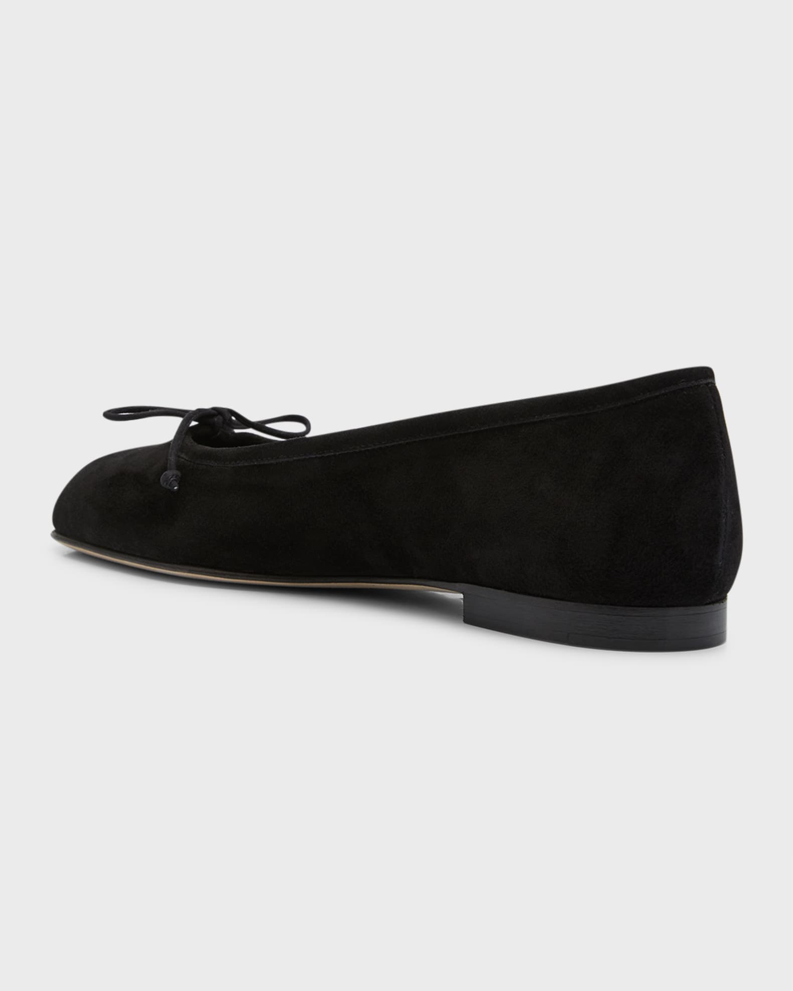 Manolo Blahnik Veralli Suede Bow Ballerina Flats | Neiman Marcus