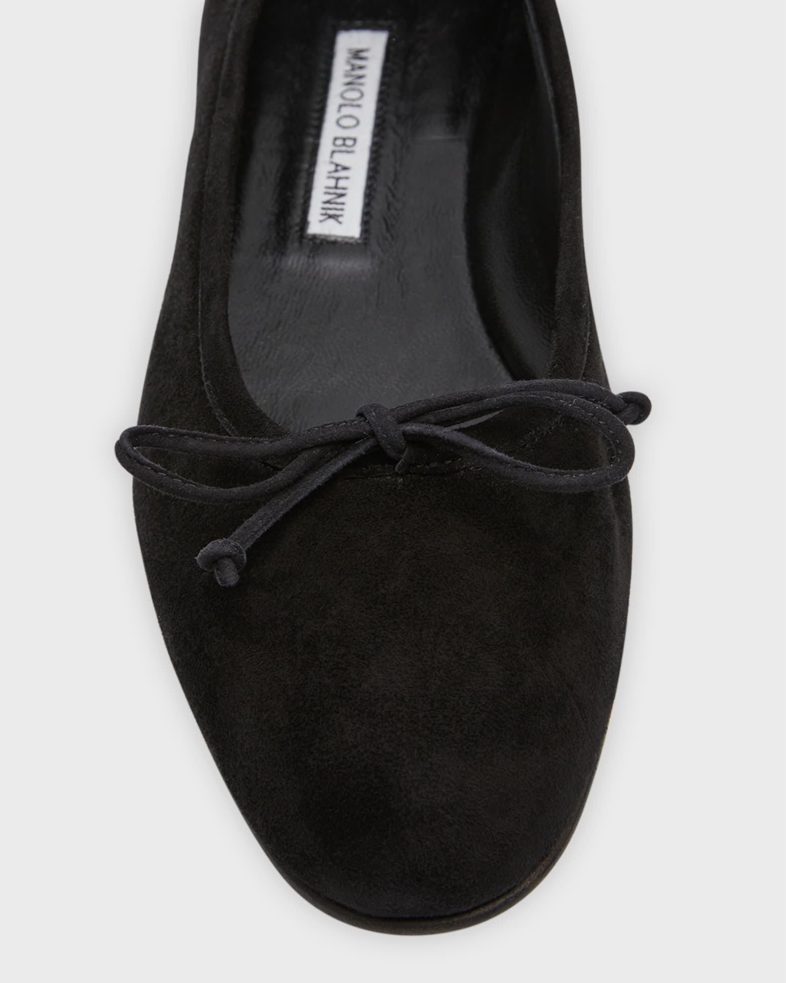 Manolo Blahnik Veralli Suede Bow Ballerina Flats | Neiman Marcus