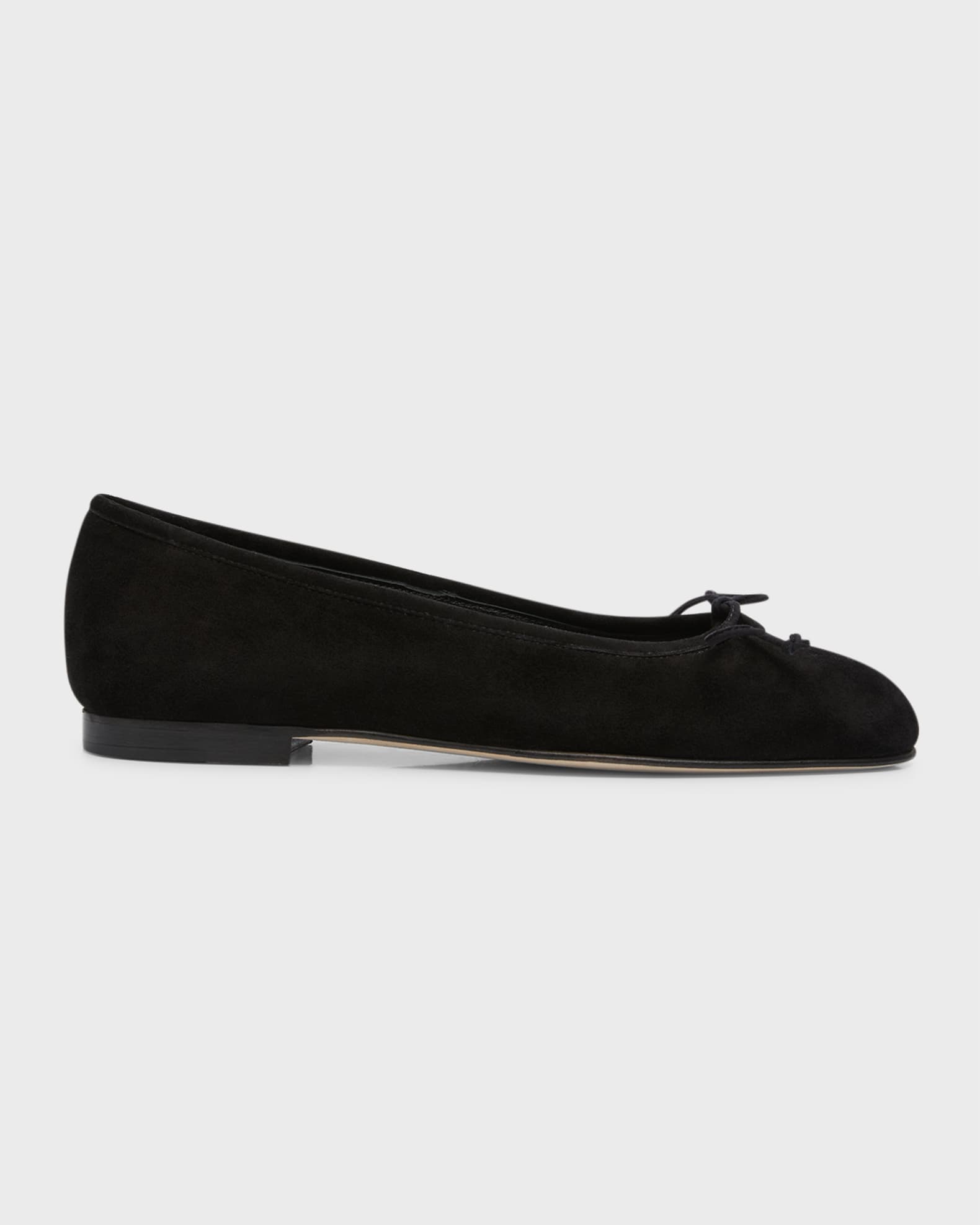 Manolo Blahnik Veralli Suede Bow Ballerina Flats | Neiman Marcus