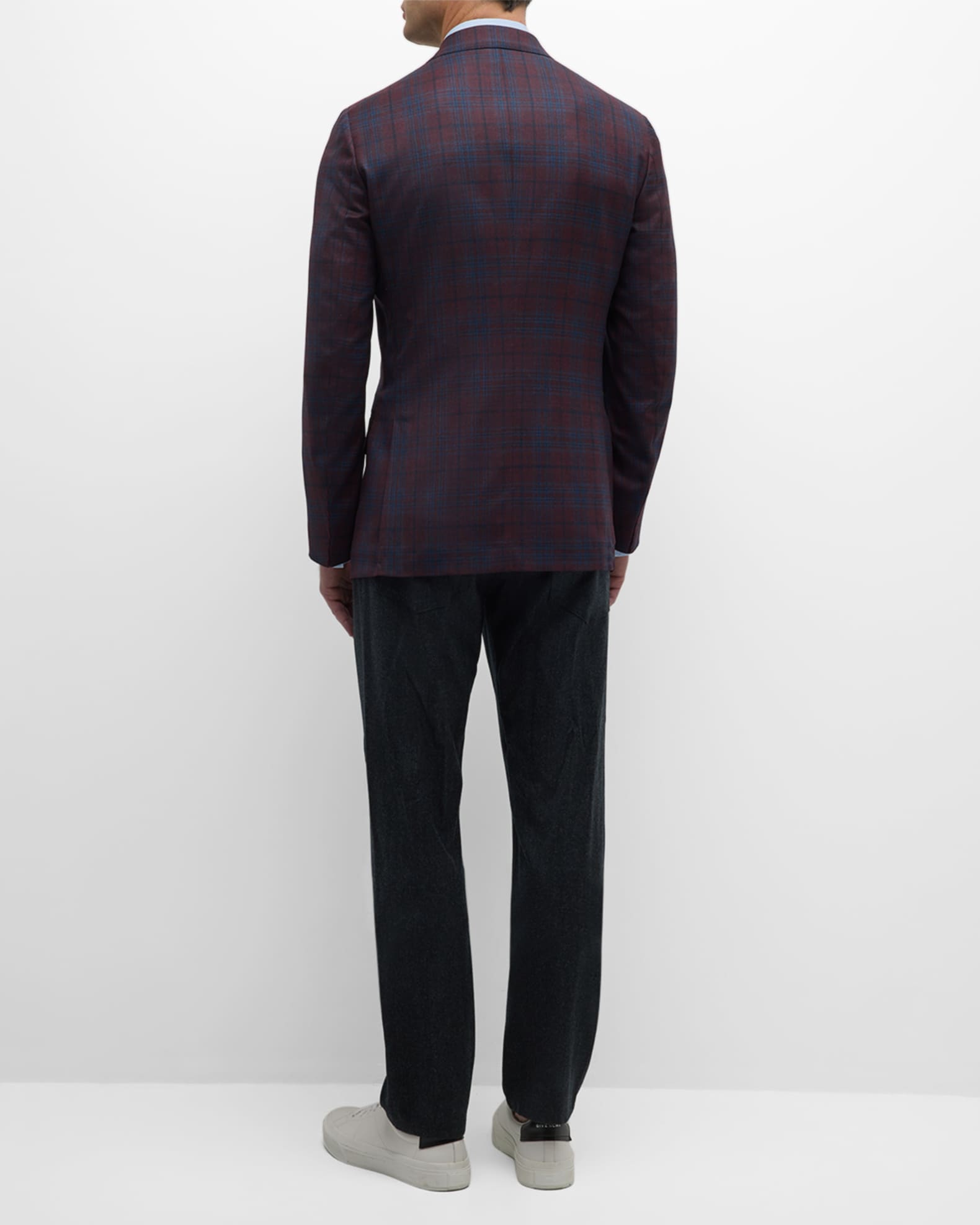 isaia navy plaid sport coat