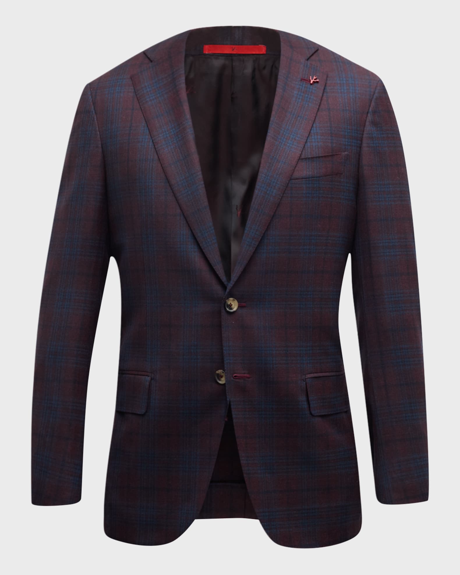 Isaia Plaid Wool Sport Coat Purple