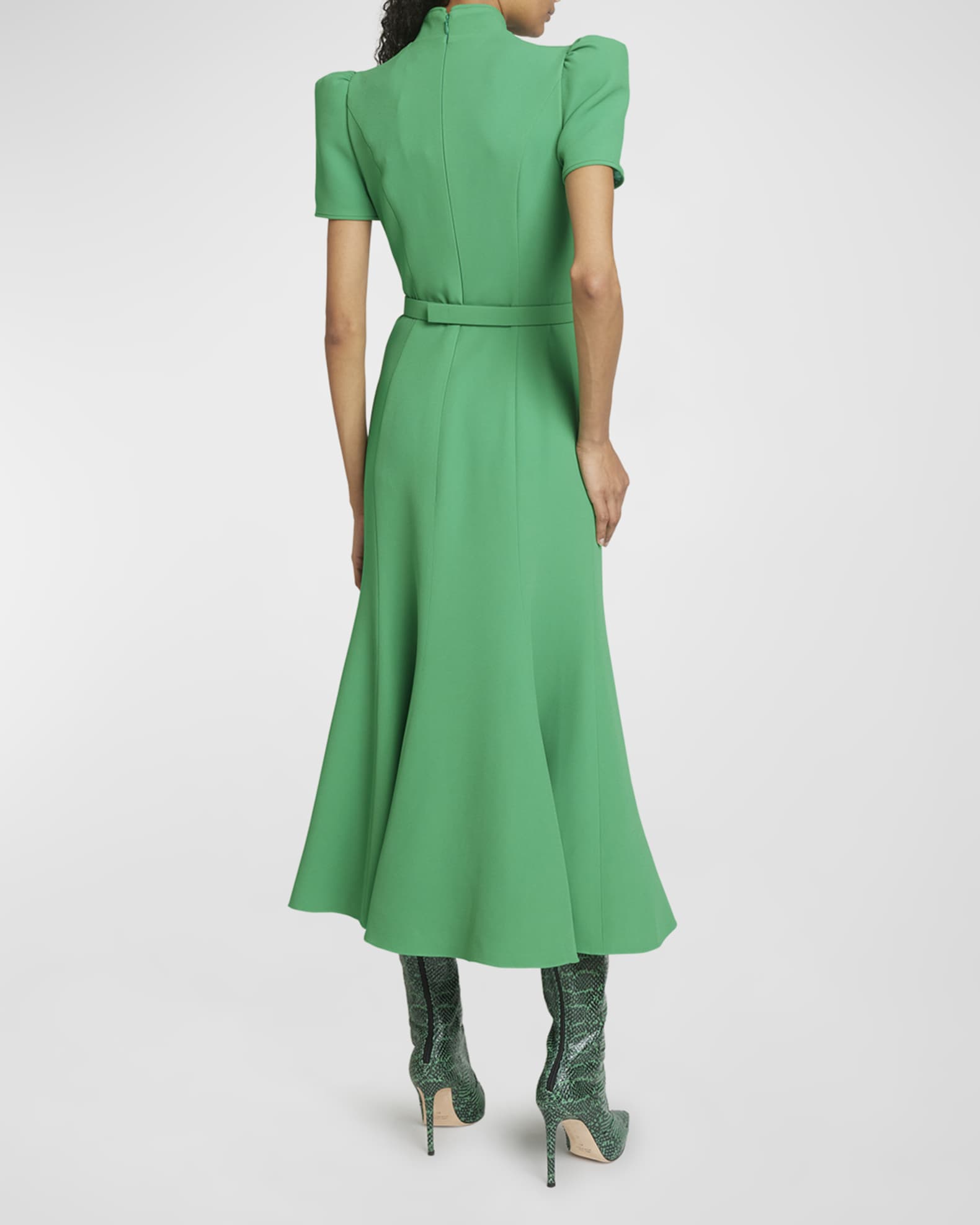Andrew Gn Crystal-Embellished Belted Trumpet Midi Dress | Neiman Marcus