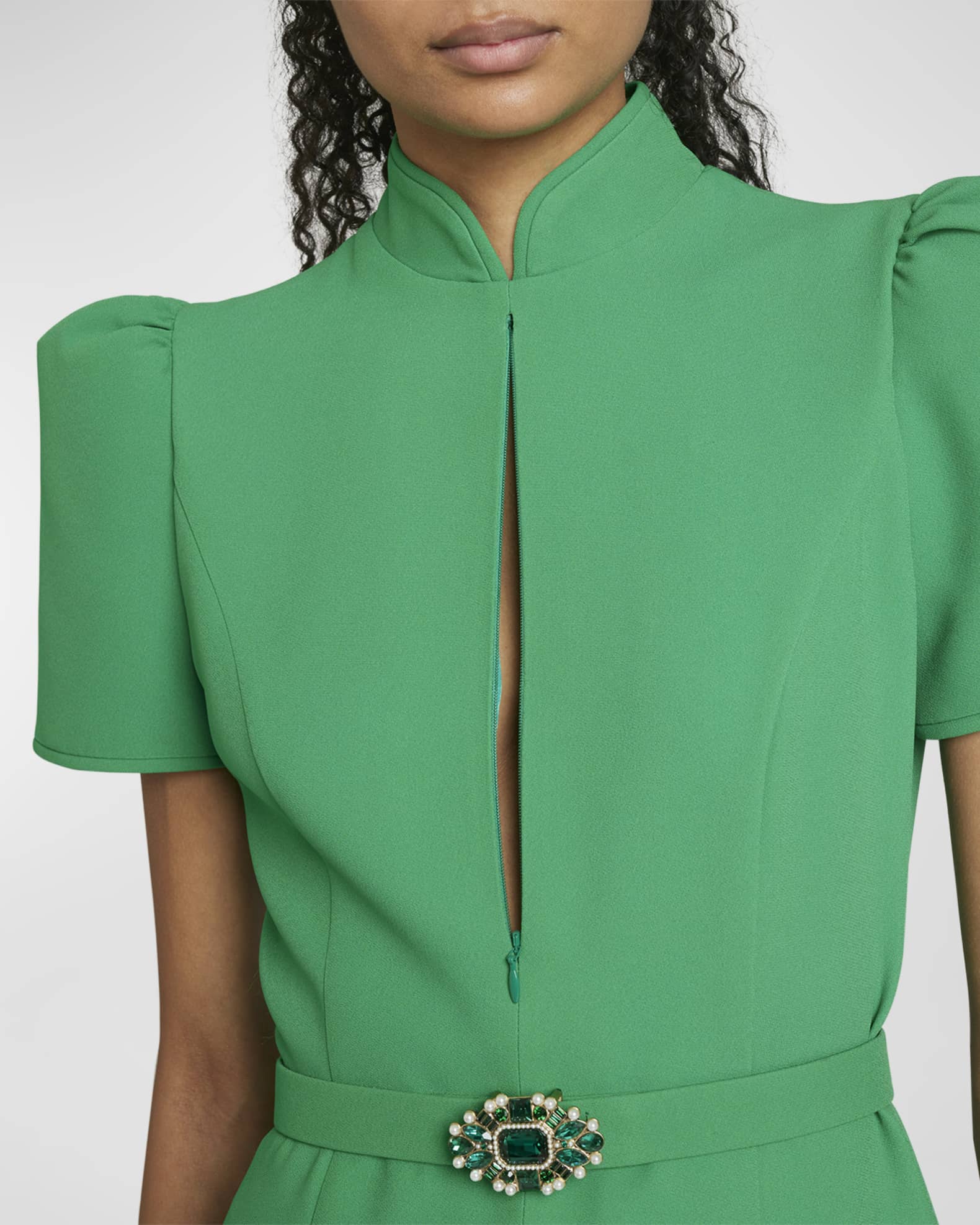 Andrew Gn Crystal-Embellished Belted Trumpet Midi Dress | Neiman Marcus