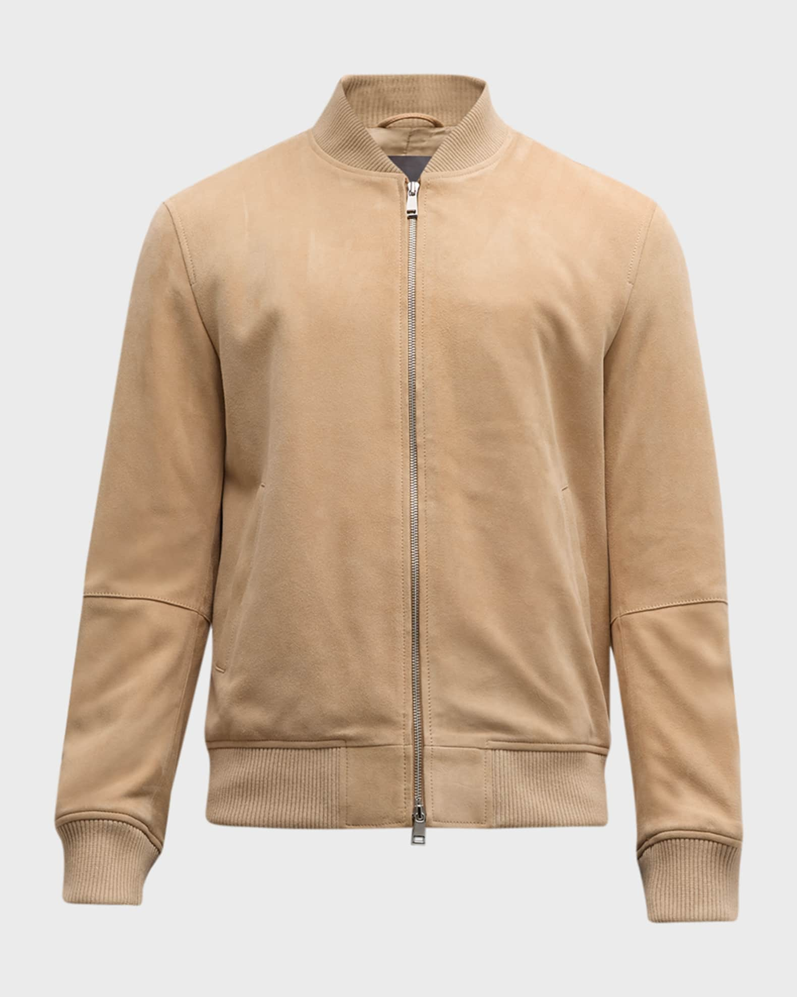 Quilted bomber jacket in sand suede