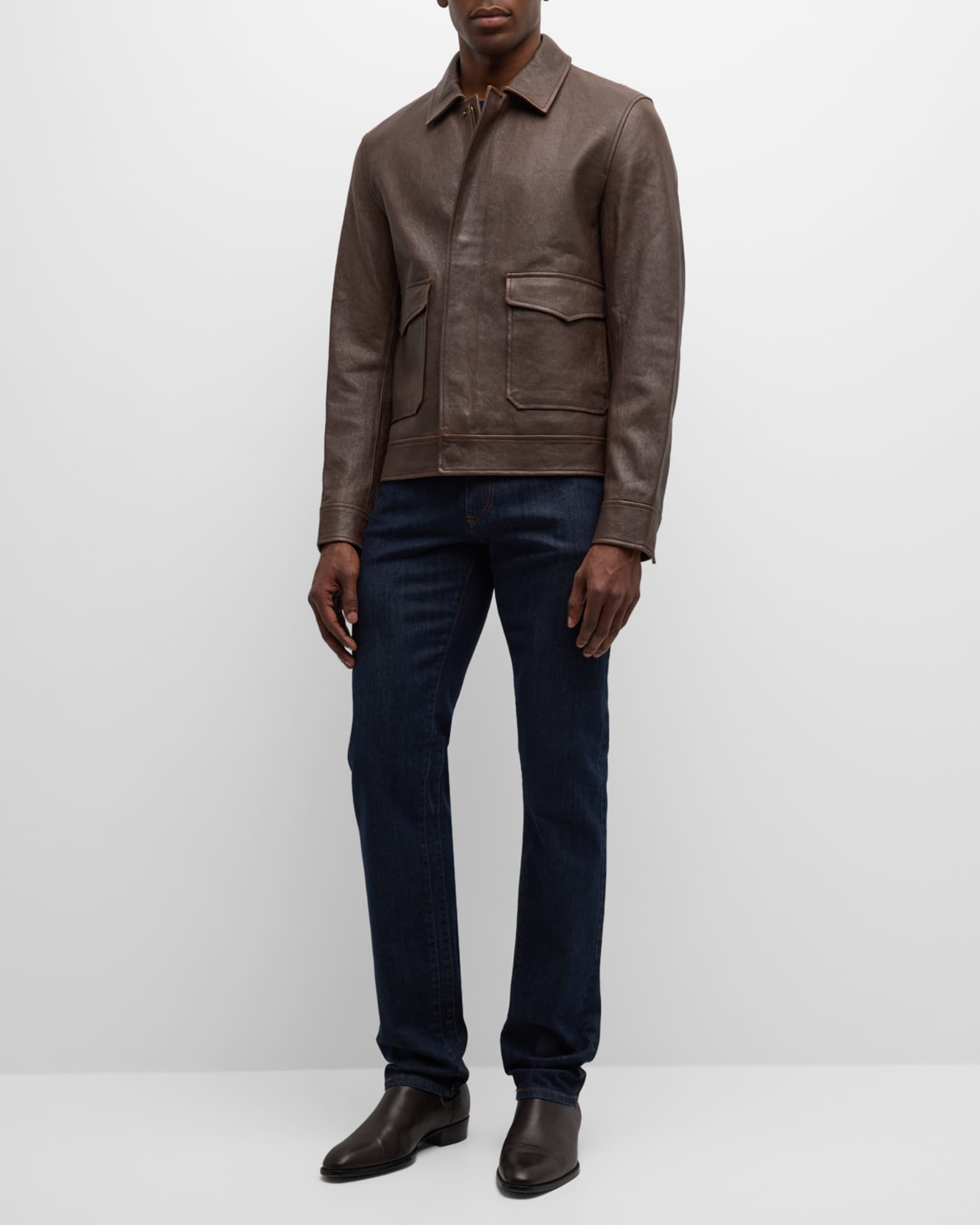 Neiman Marcus Men s Nappa Leather Bomber Jacket Neiman Marcus