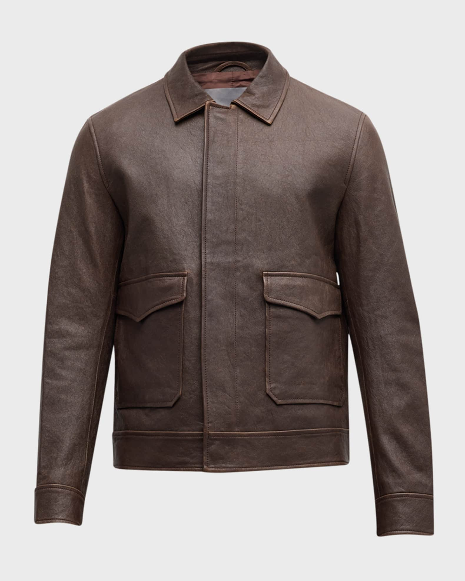 Neiman Marcus Men's Nappa Leather Bomber Jacket Neiman Marcus