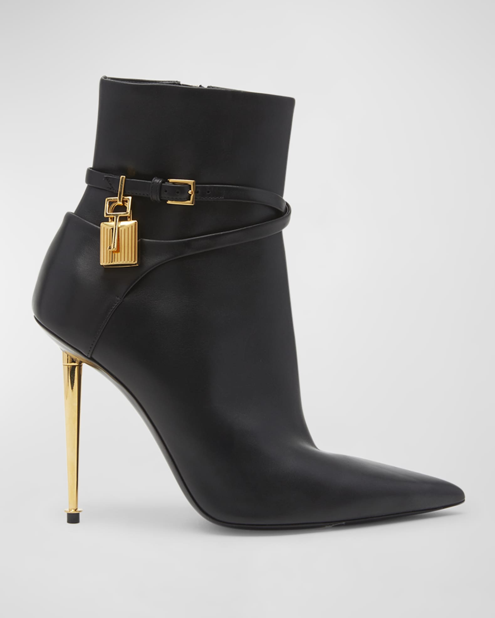 TOM FORD Lock 105mm Leather Ankle Booties | Neiman Marcus