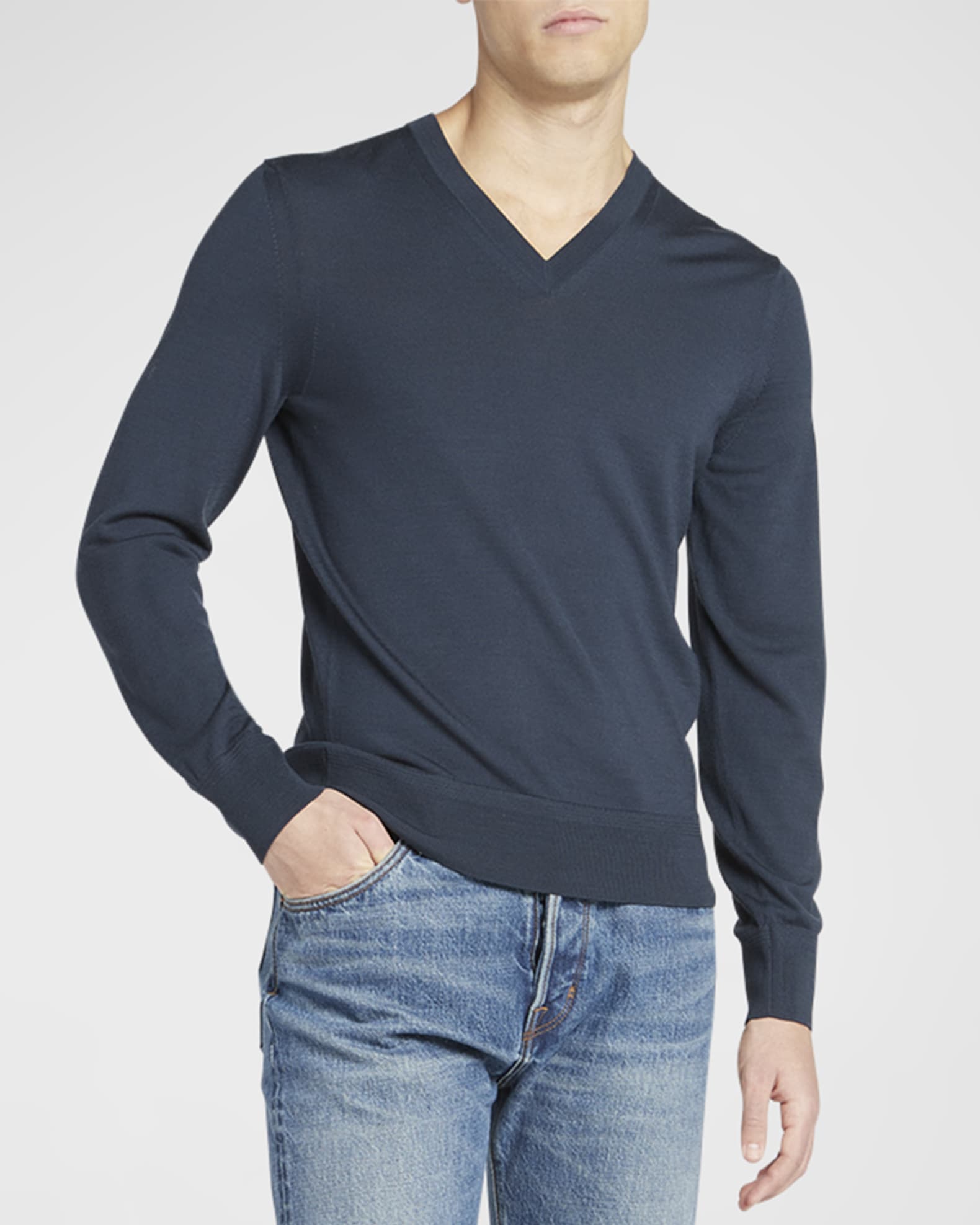 Men's Merino Wool V-Neck Sweater 1